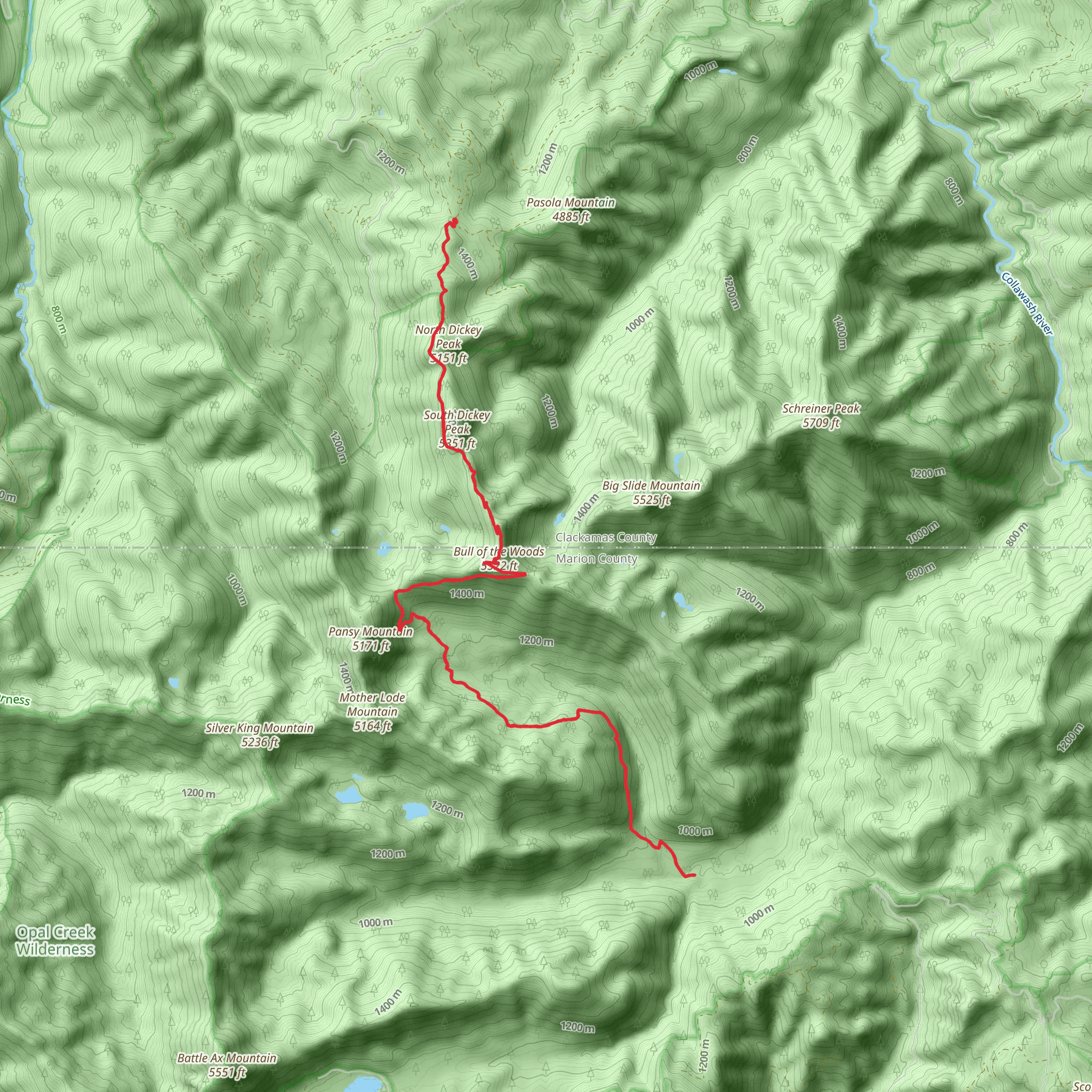 Mother Lode Trail via Bull of the Woods Trail mobile static map