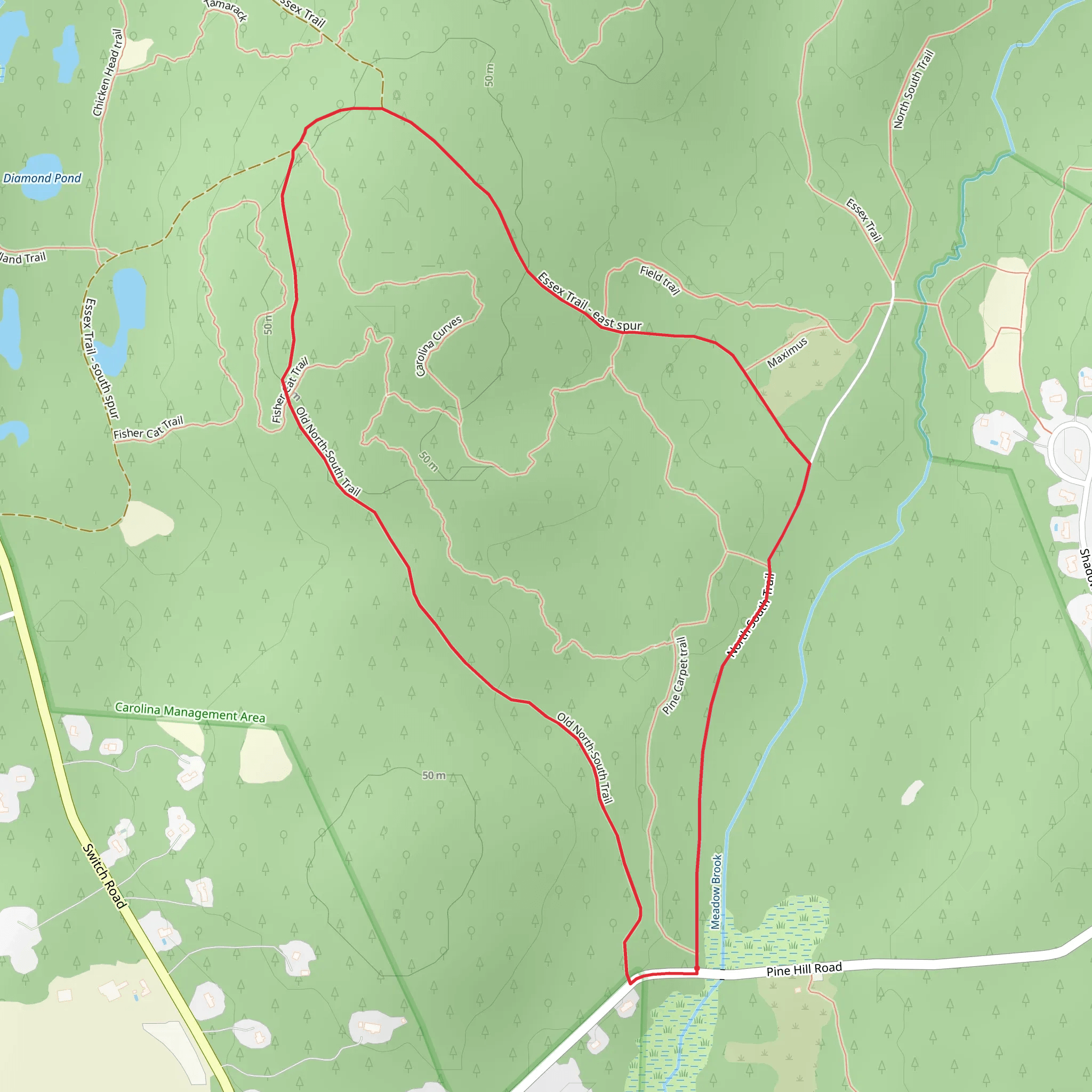 North-South Loop Trail mobile static map
