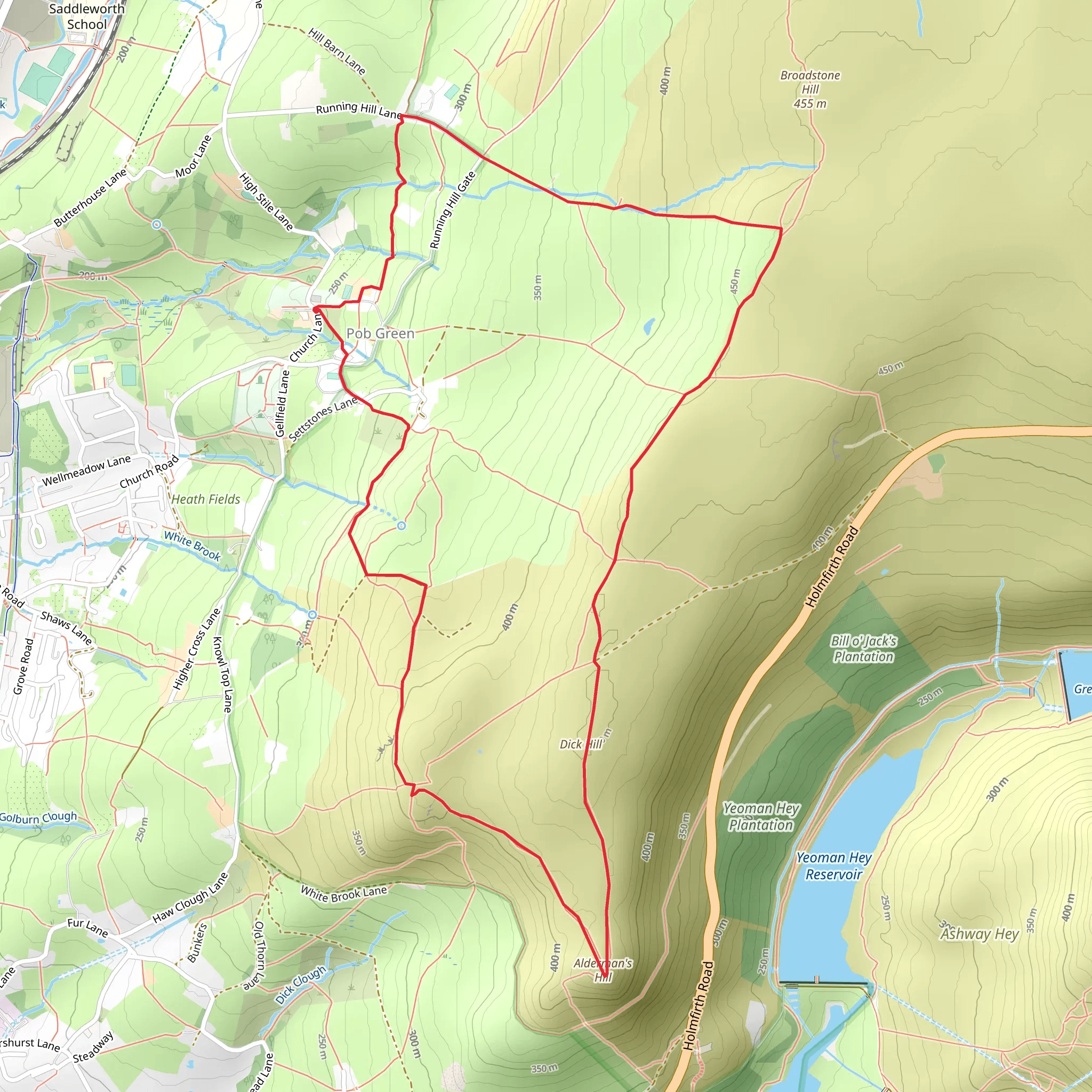 Primrose Hill, Dick Hill and Board Hill Loop mobile static map