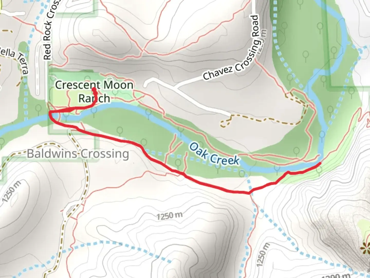 An image depicting the trail Red Rock Crossing and Templeton Trail and its surrounding area.
