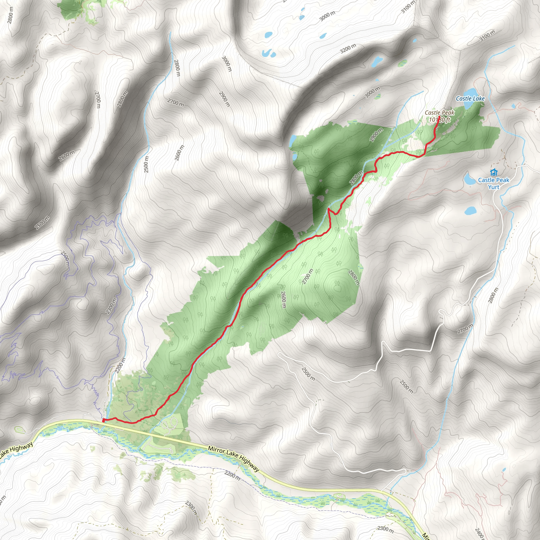 Castle Peak via Yellow Pine Trail mobile static map