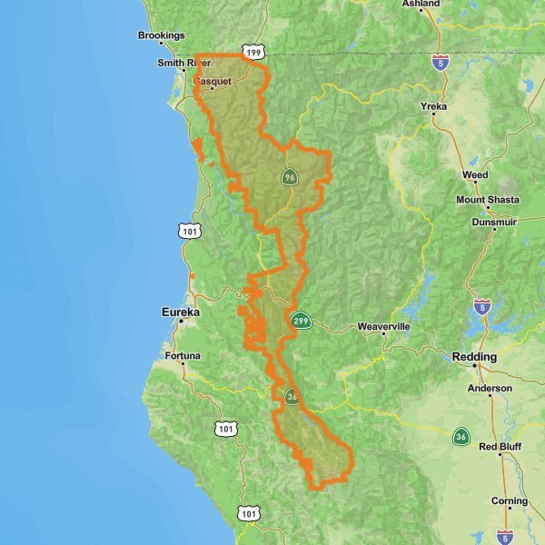 Six Rivers National Forest mobile static map