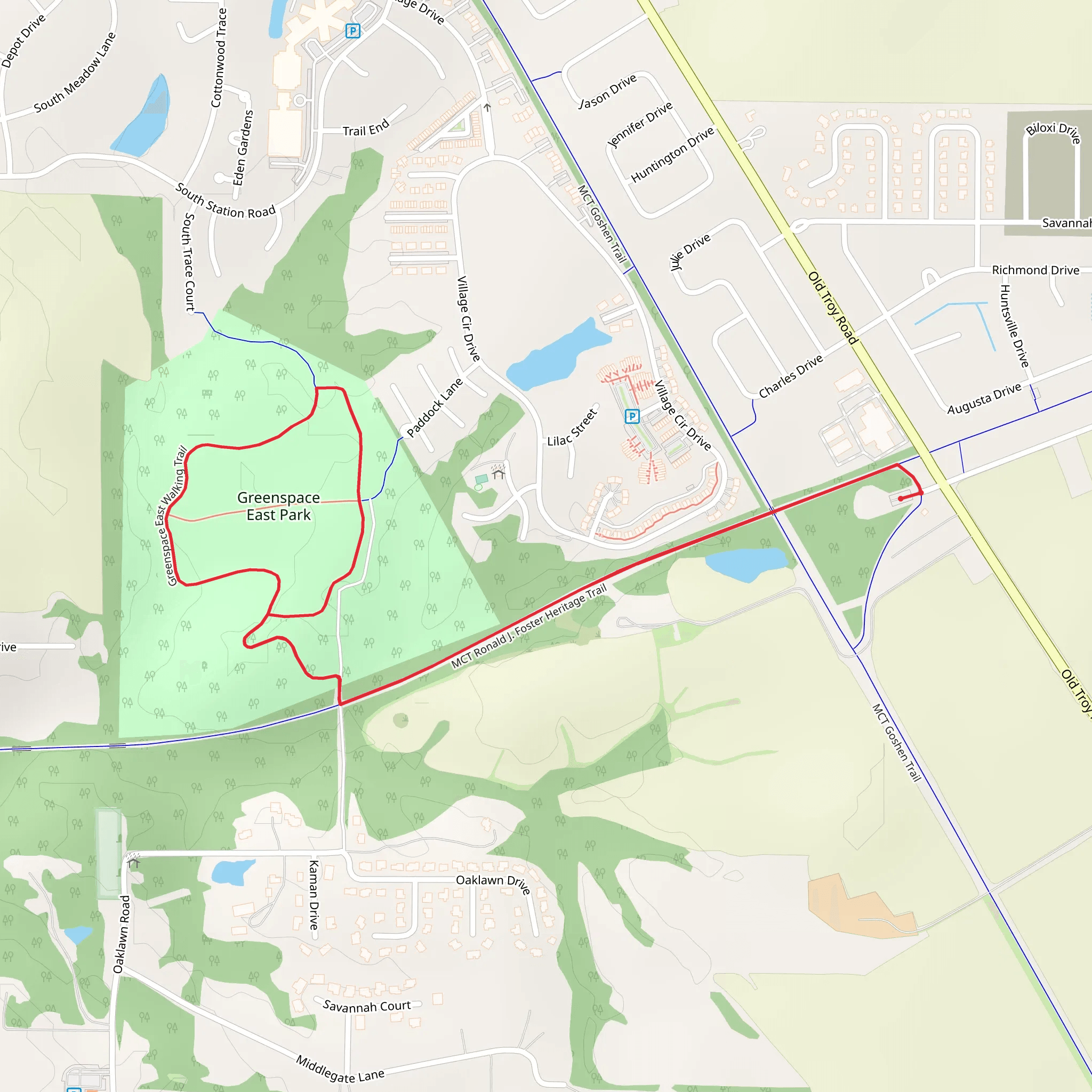 MCT Ronald J Foster Heritage Trail and Greenspace East Walking Loop Trail mobile static map