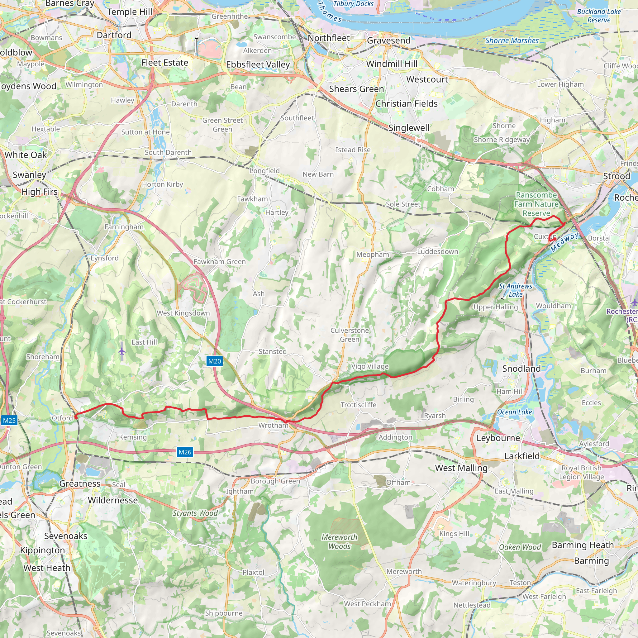 Trosley Country Park and River Medway mobile static map