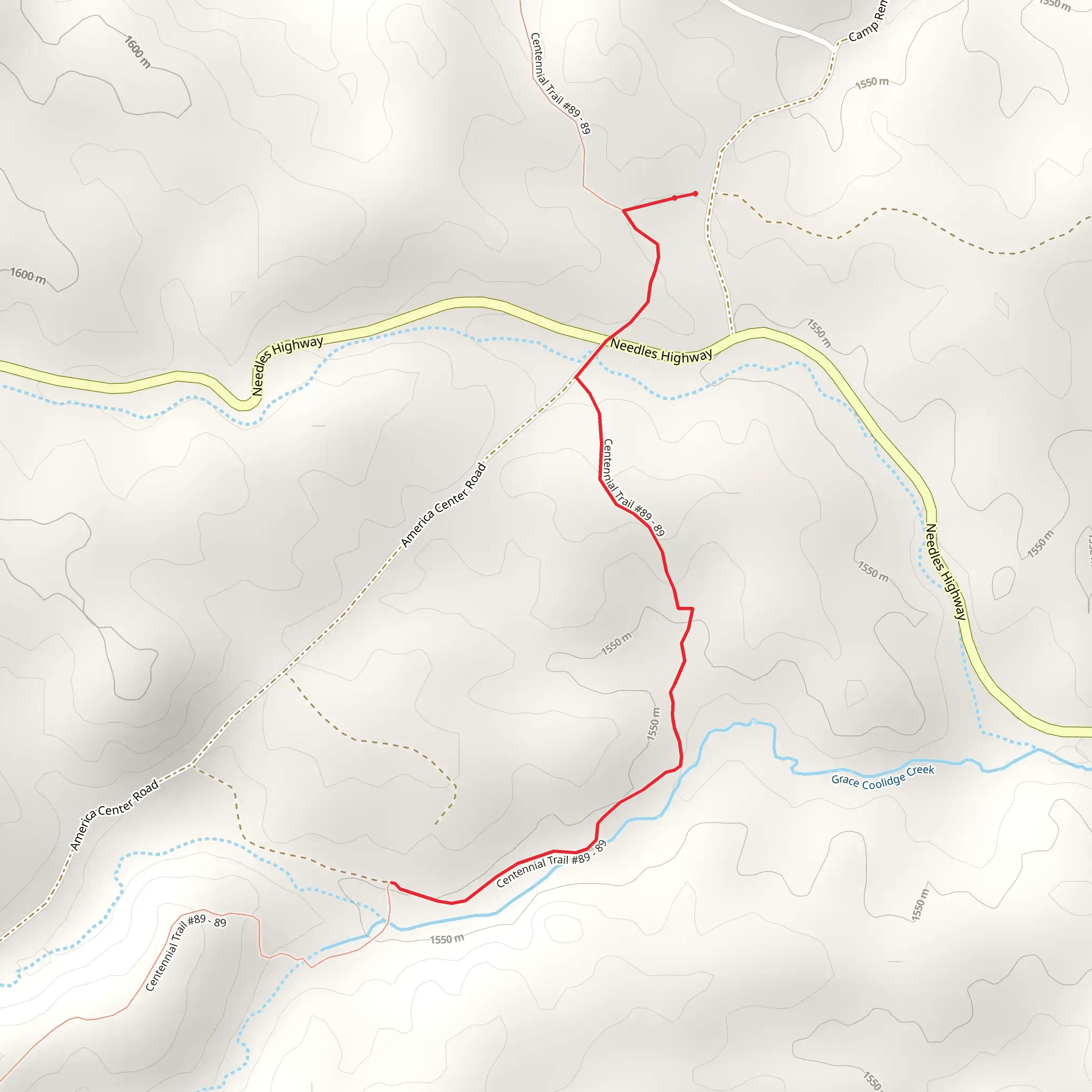 Centennial Trail Out and Back mobile static map