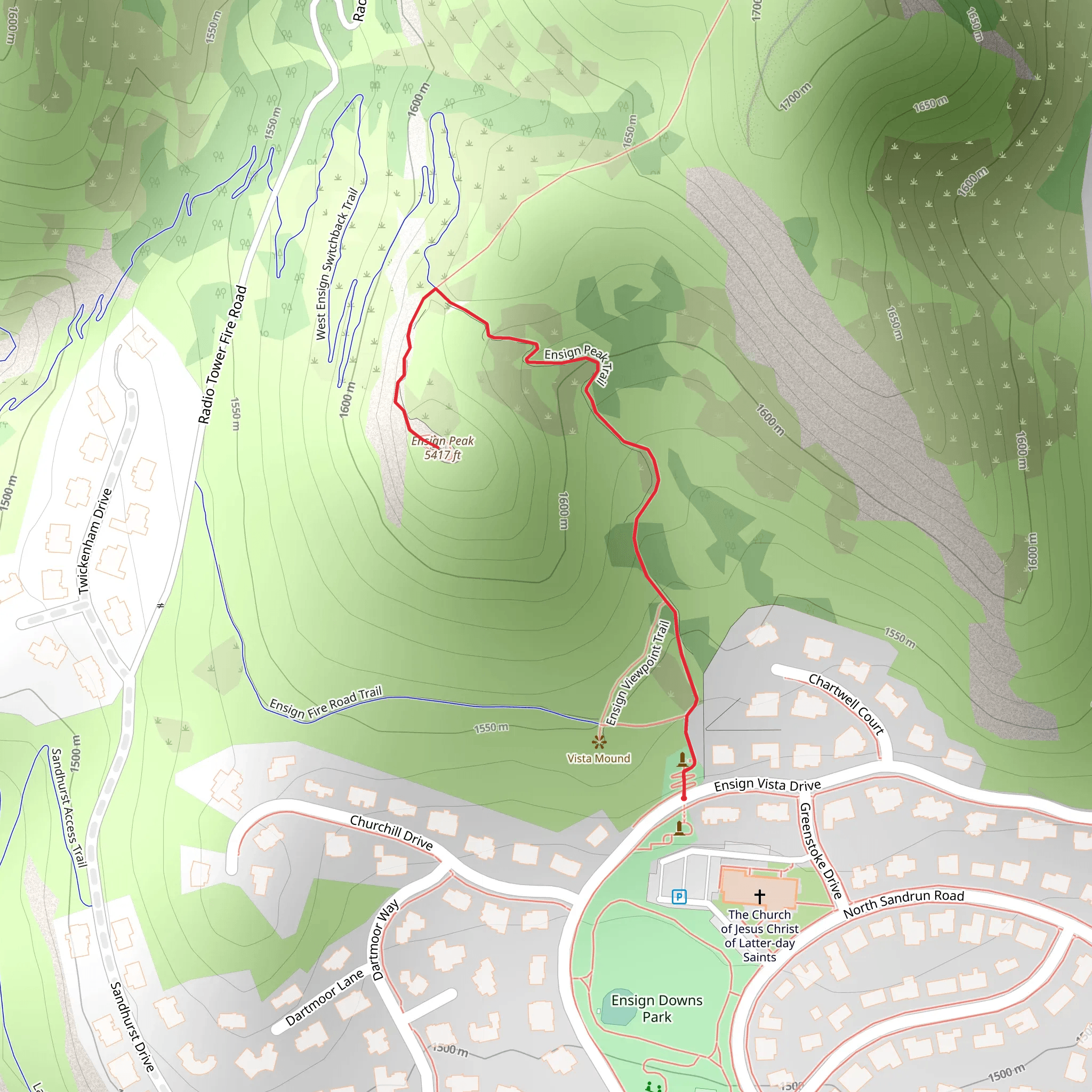 Ensign Peak Trail mobile static map