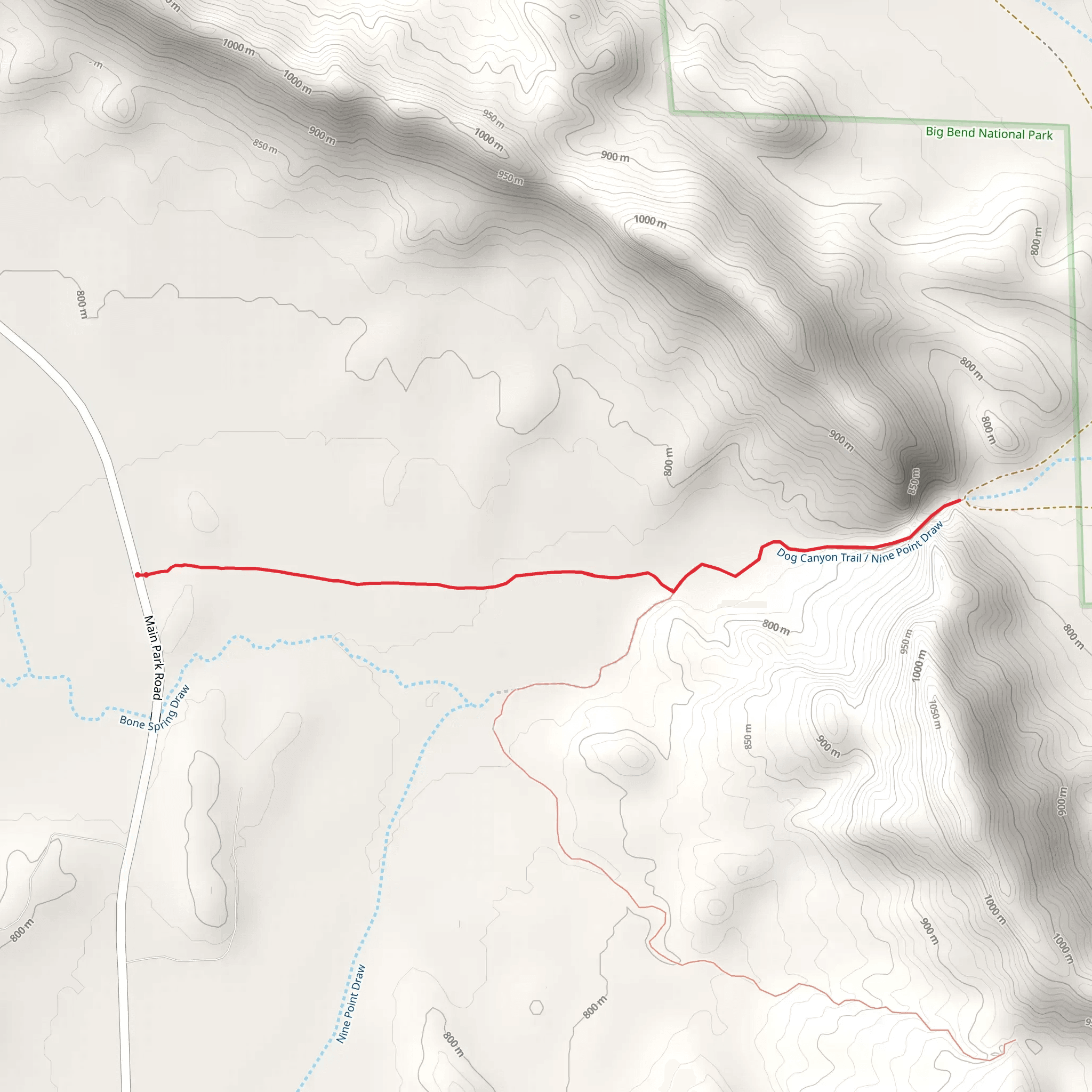 Dog Canyon Trail mobile static map