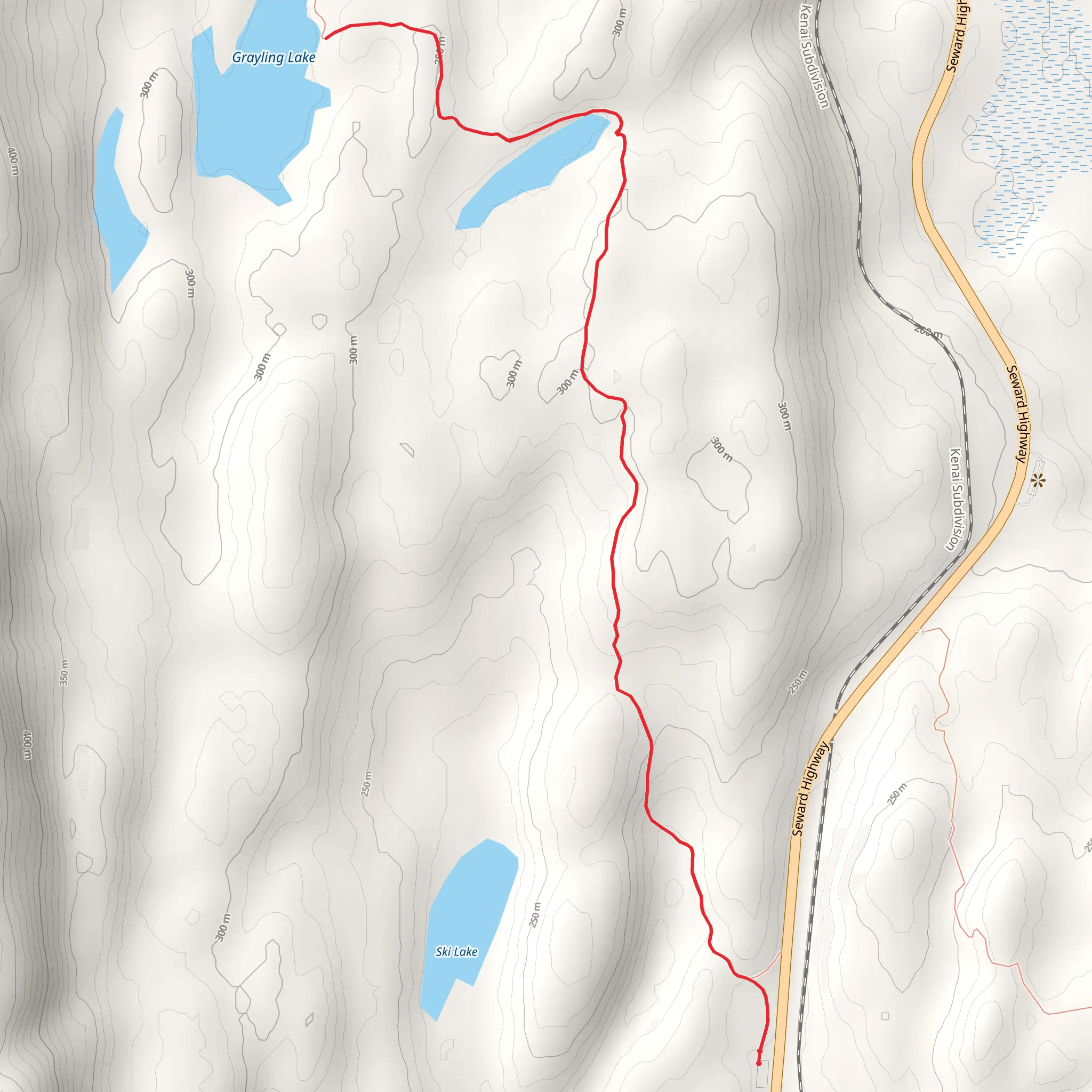 Grayling Lake via Meridian Lakes Trail mobile static map