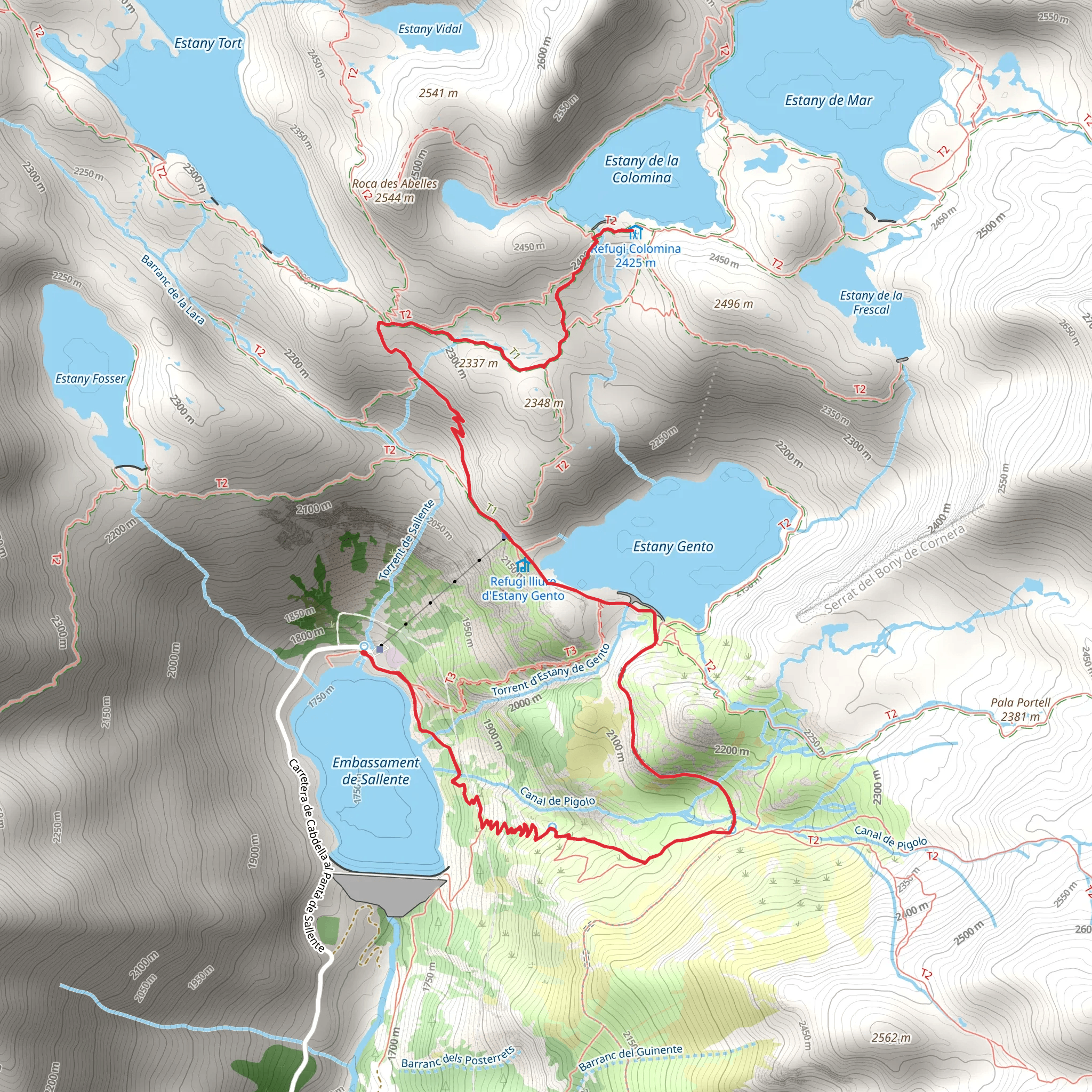 Estany Gento – Refugio de Colomina Loop from Cabdella mobile static map