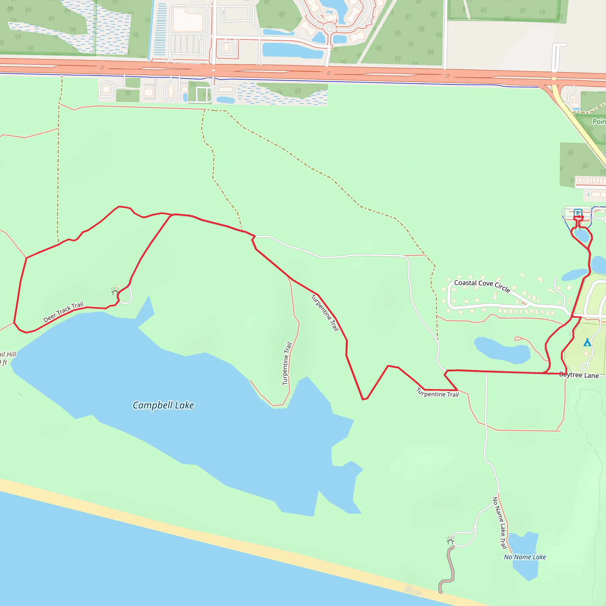 Turpentine and Campbell Lake Loop Trail mobile static map