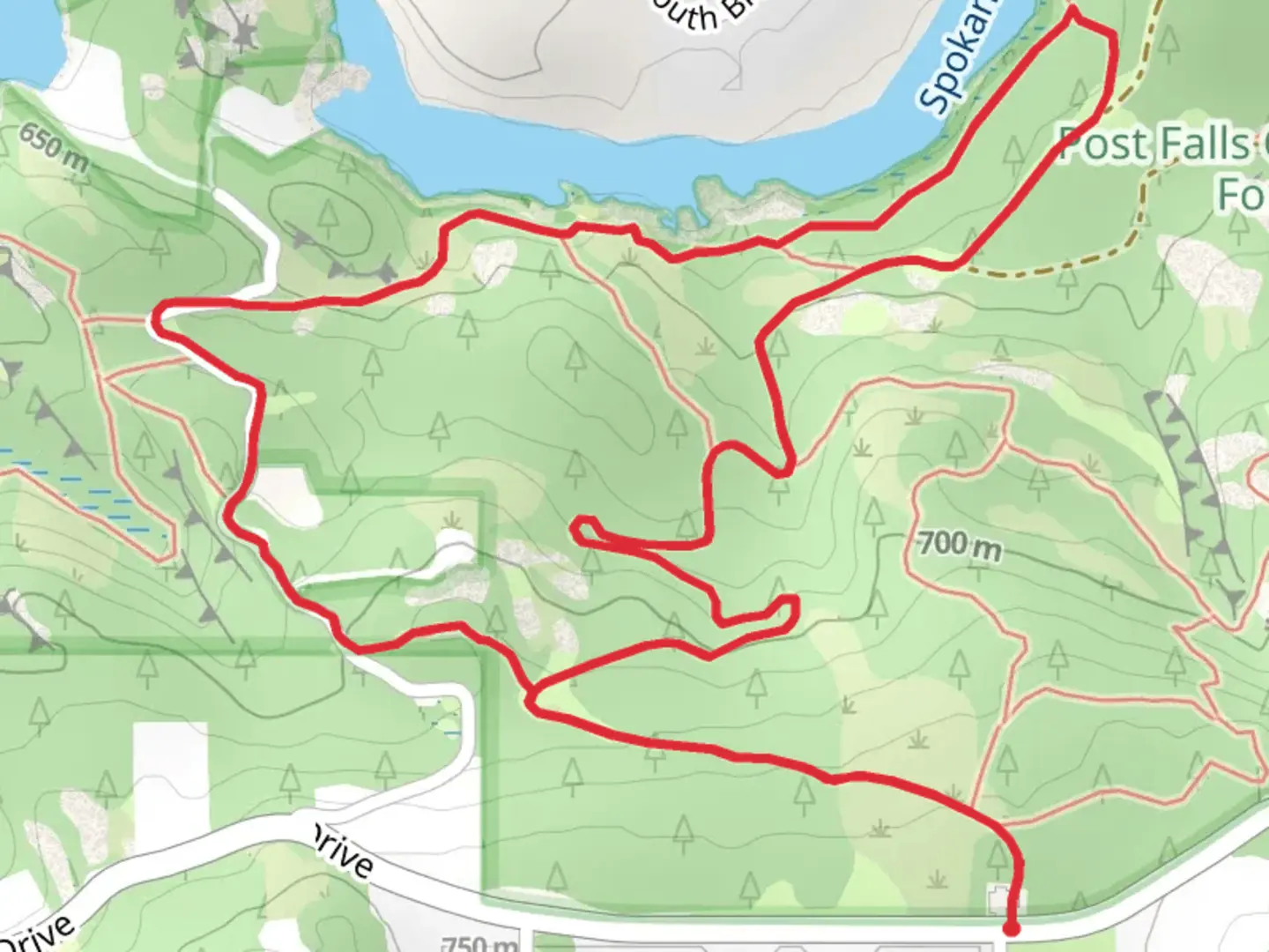 An image depicting the trail Spokane River Loop and its surrounding area.