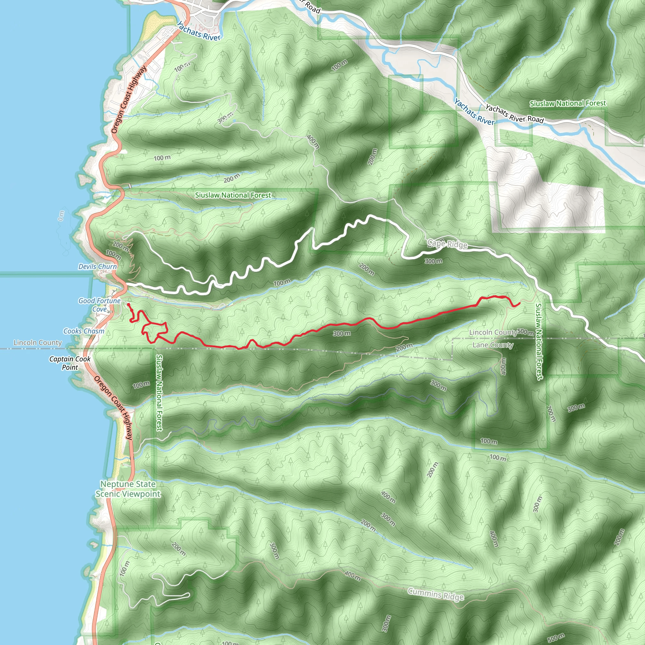 Cooks Ridge Trail via Discovery Loop Trail mobile static map