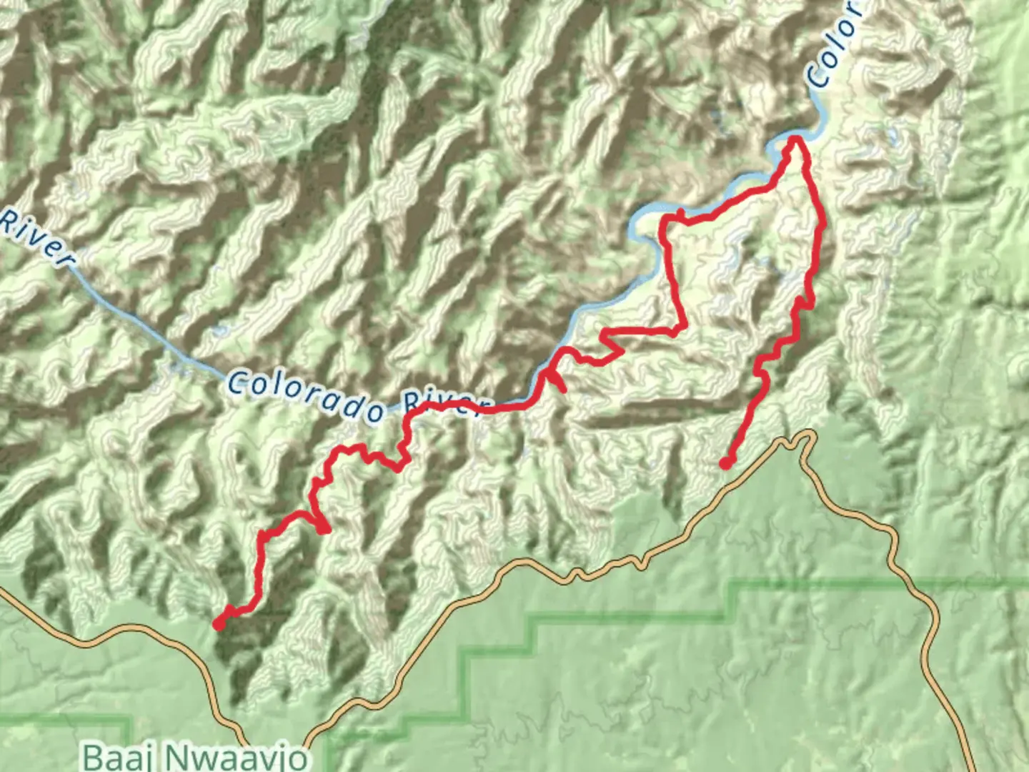 An image depicting the trail Tanner, Escalante Route and Grandview Trail and its surrounding area.