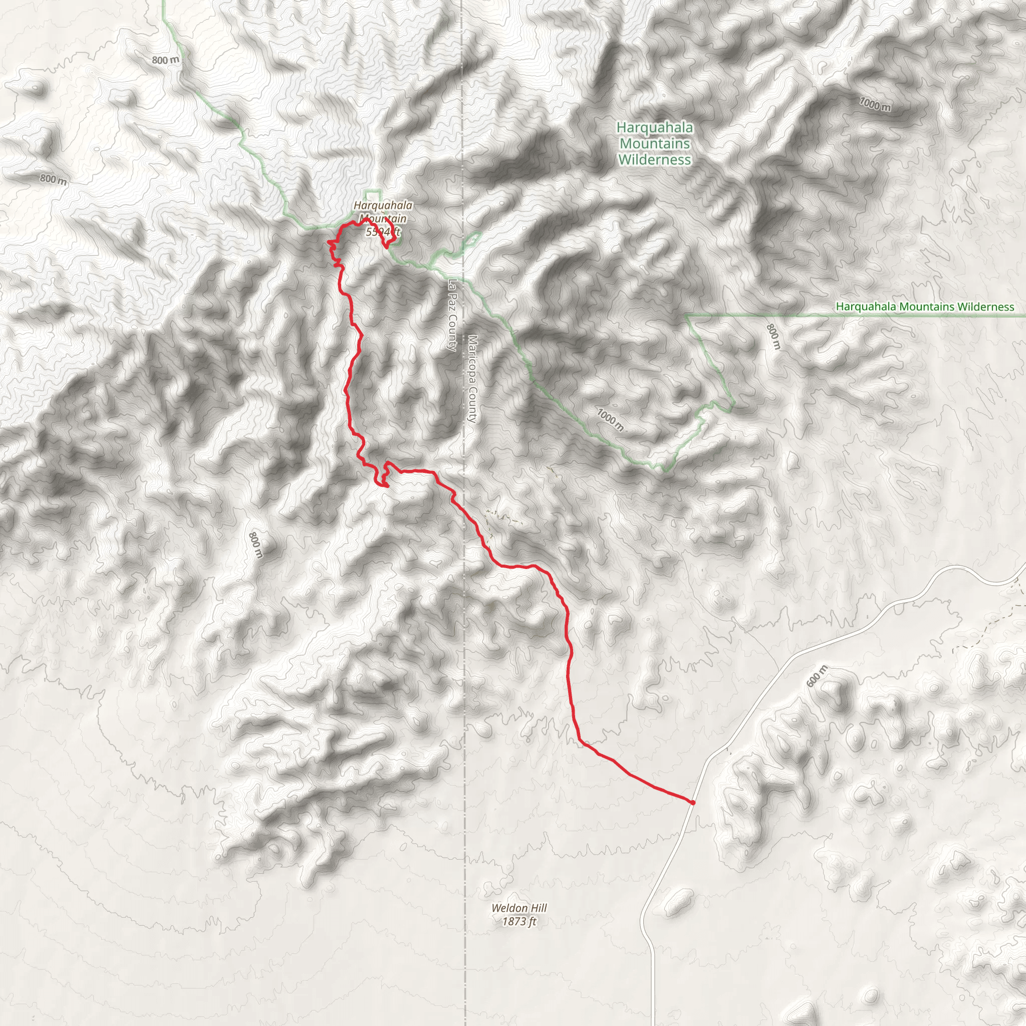 Harquahala Mountain Summit Road mobile static map