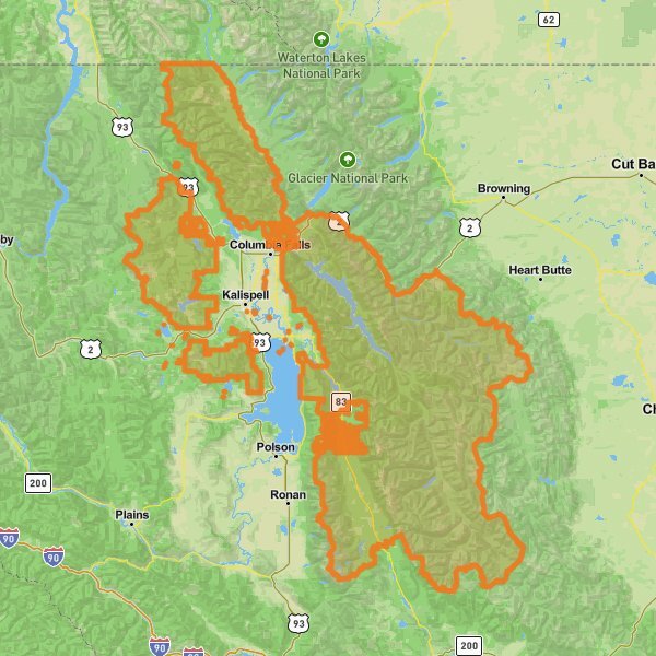 Flathead National Forest mobile static map