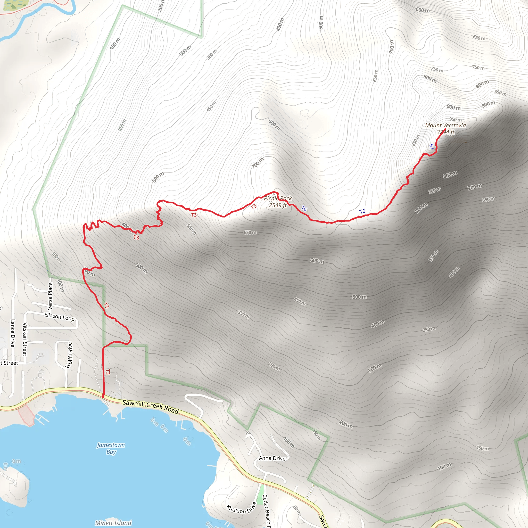 Mount Verstovia Trail mobile static map