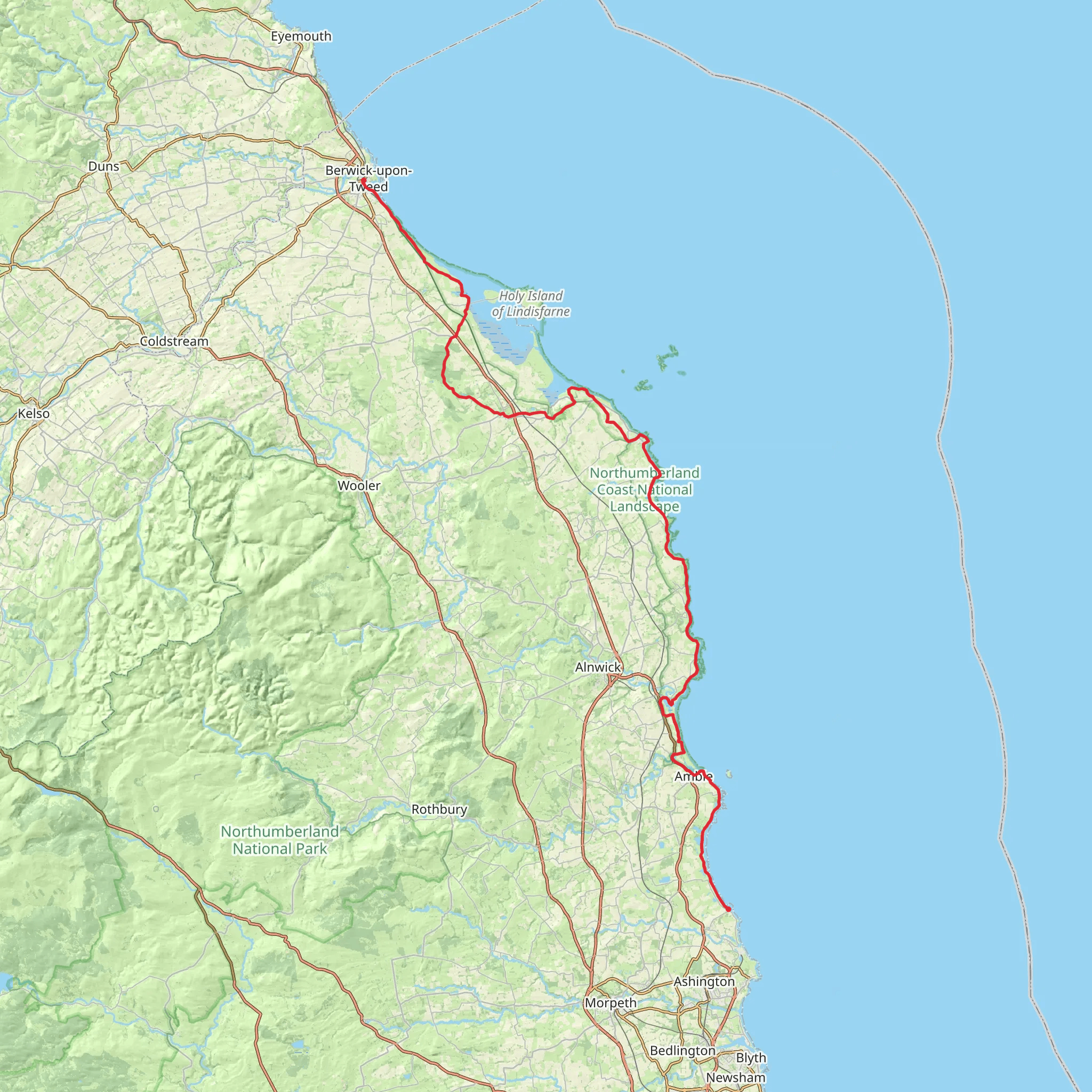 Northumberland Coast Path mobile static map
