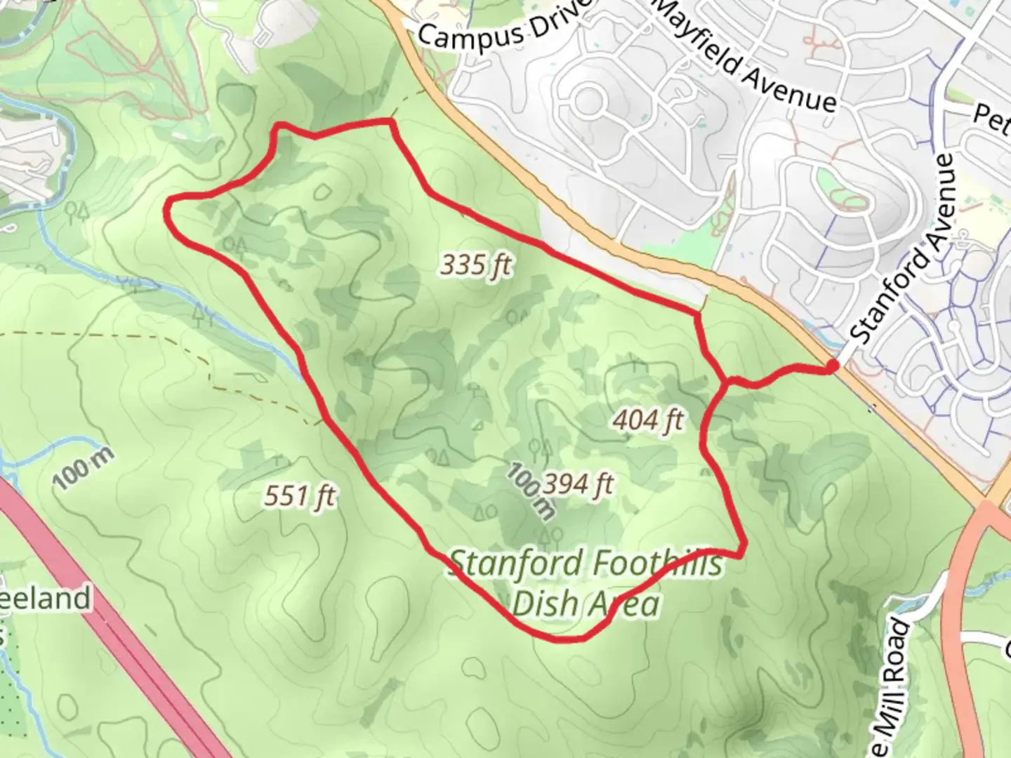 An image depicting the trail Stanford Dish Loop Trail and its surrounding area.