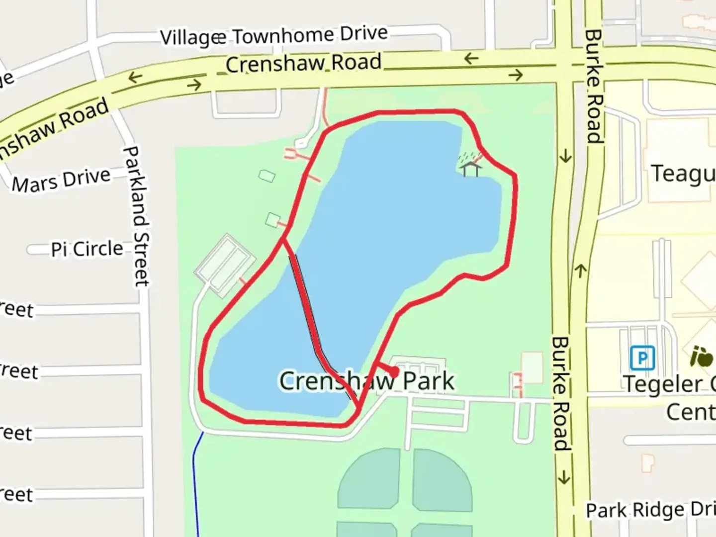 An image depicting the trail Burke Crenshaw Park Loop and its surrounding area.
