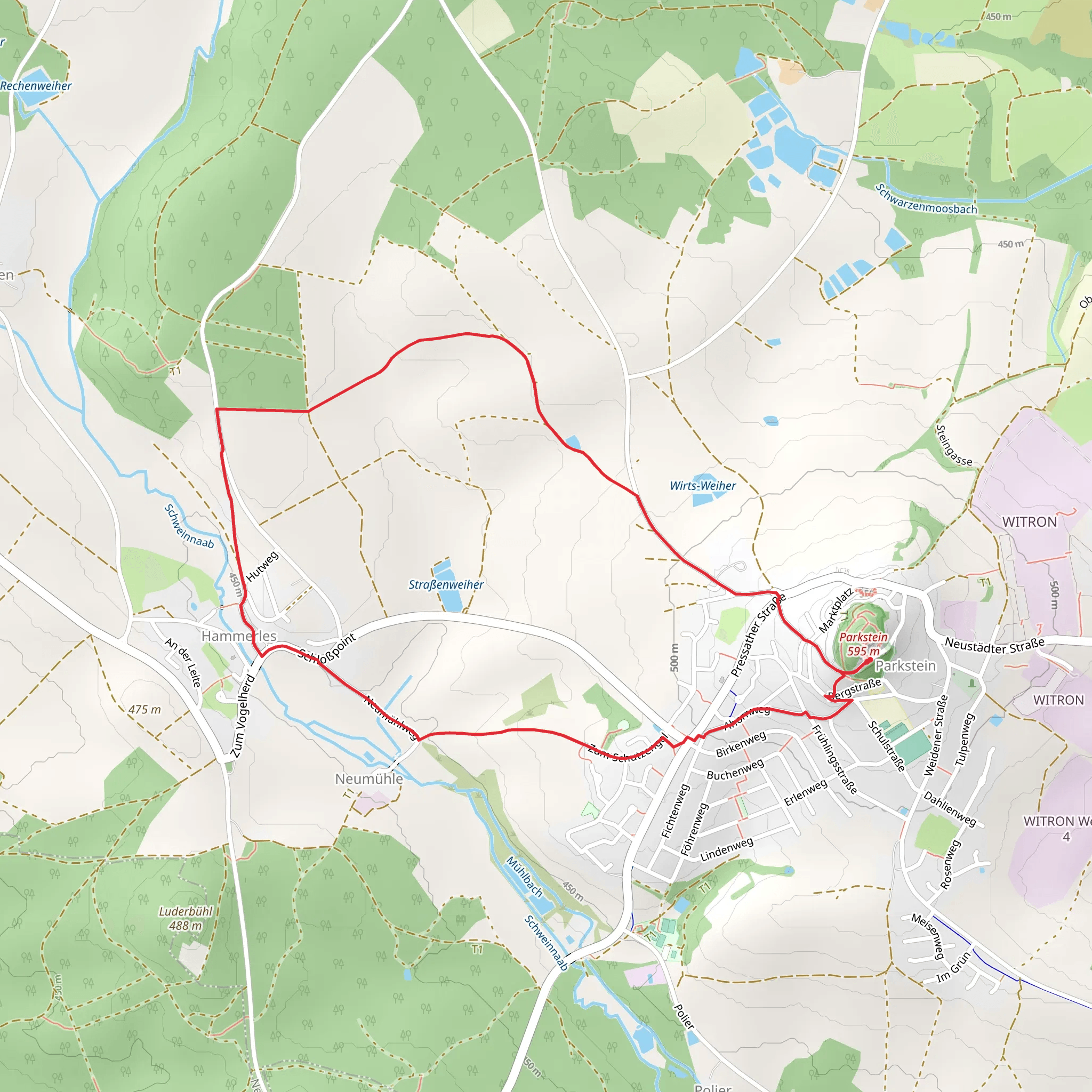 Parkstein to Hammerles Walk via Hartweiher mobile static map