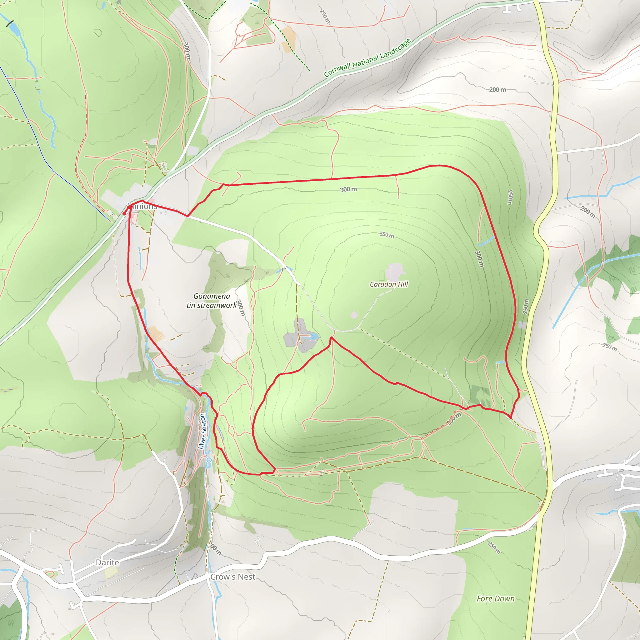 Caradon Hill Loop and Gonamena tin Streamwoek mobile static map
