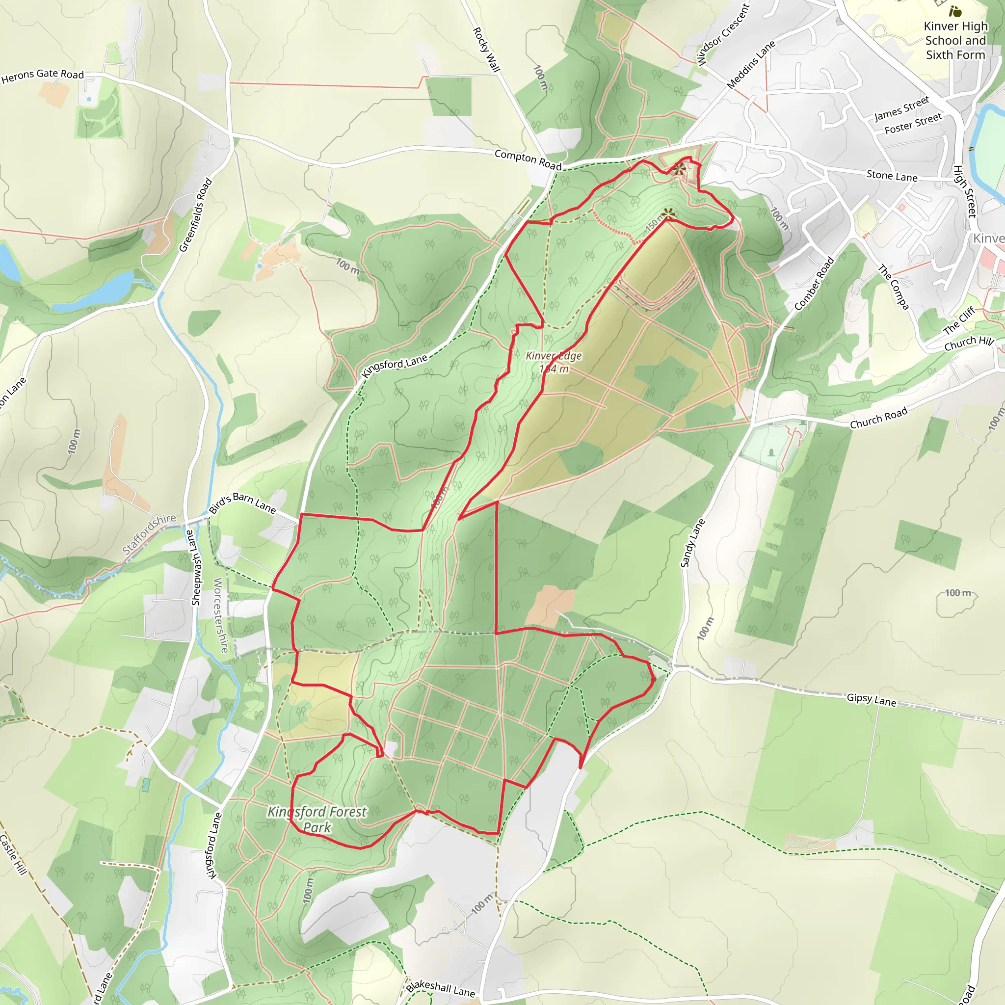 Kingsford Country Park Loop mobile static map