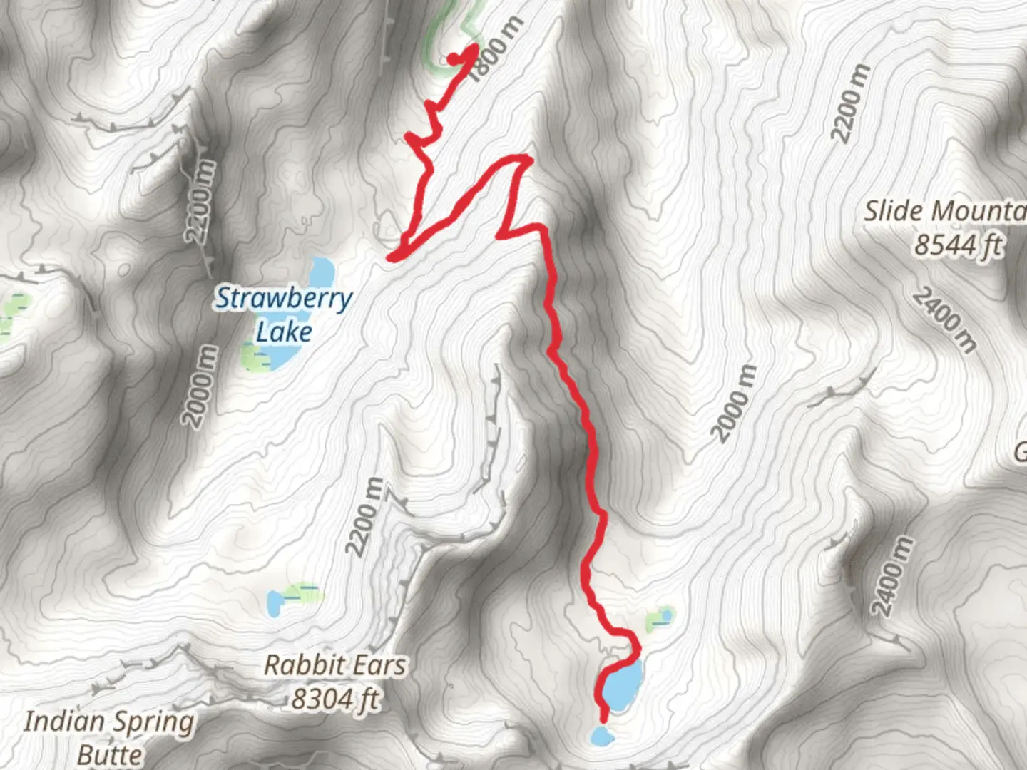An image depicting the trail Slide Lake and Little Slide Lake via Strawberry Basin Trail and its surrounding area.