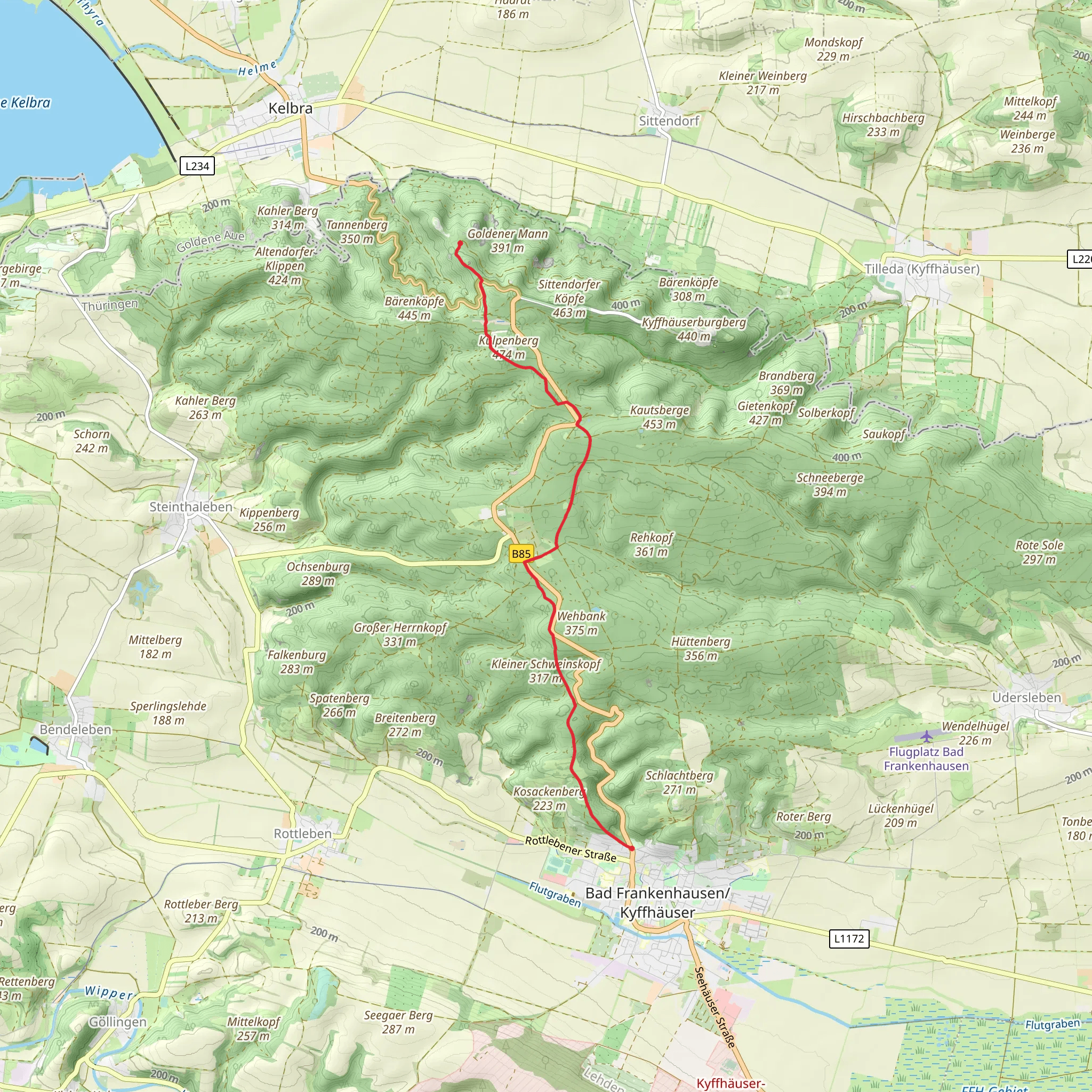 Kyffhaeuserweg and Kaiserweg Walk mobile static map