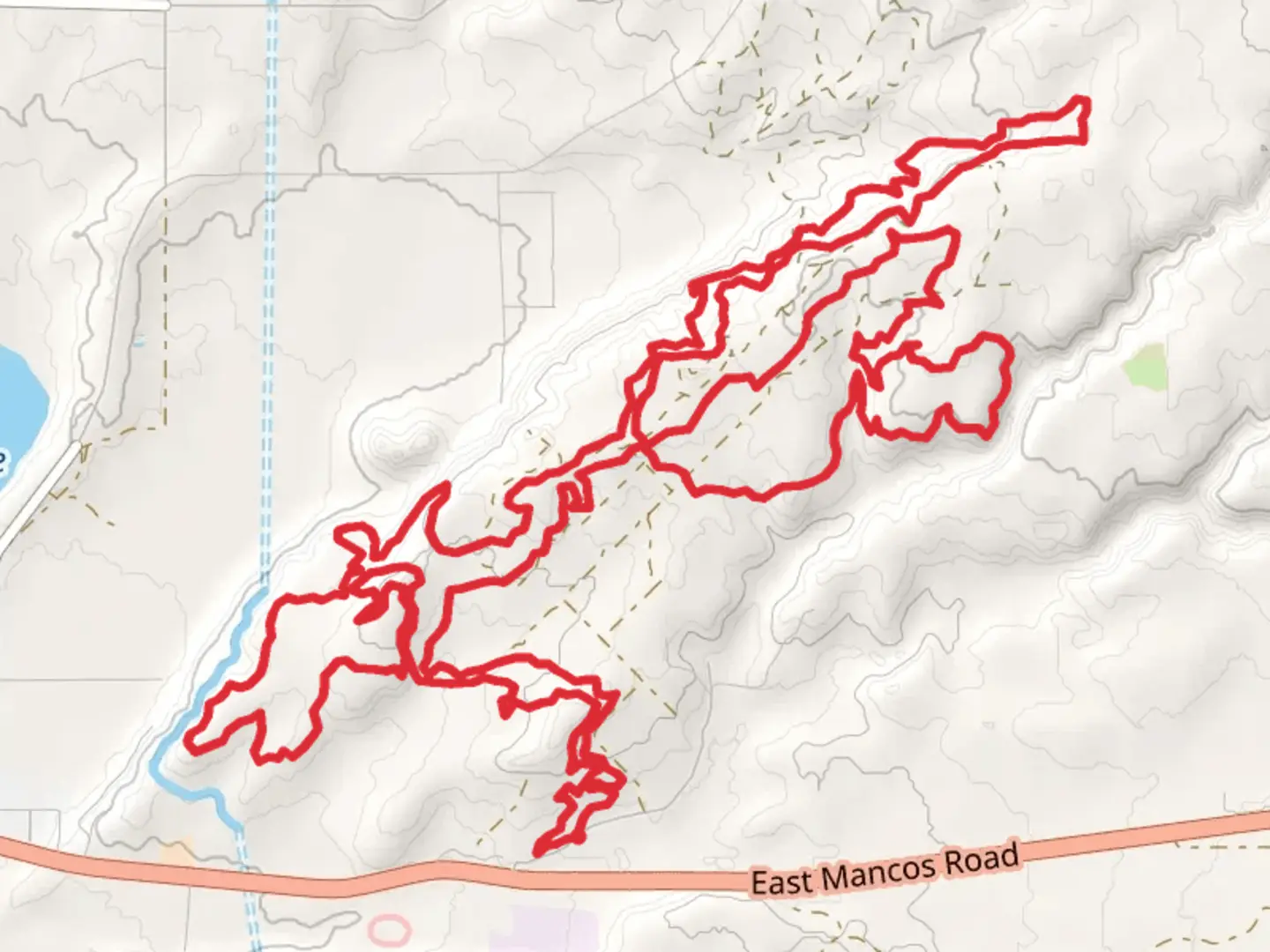 An image depicting the trail Ledges, Stinky Spring and Here For More Loop and its surrounding area.