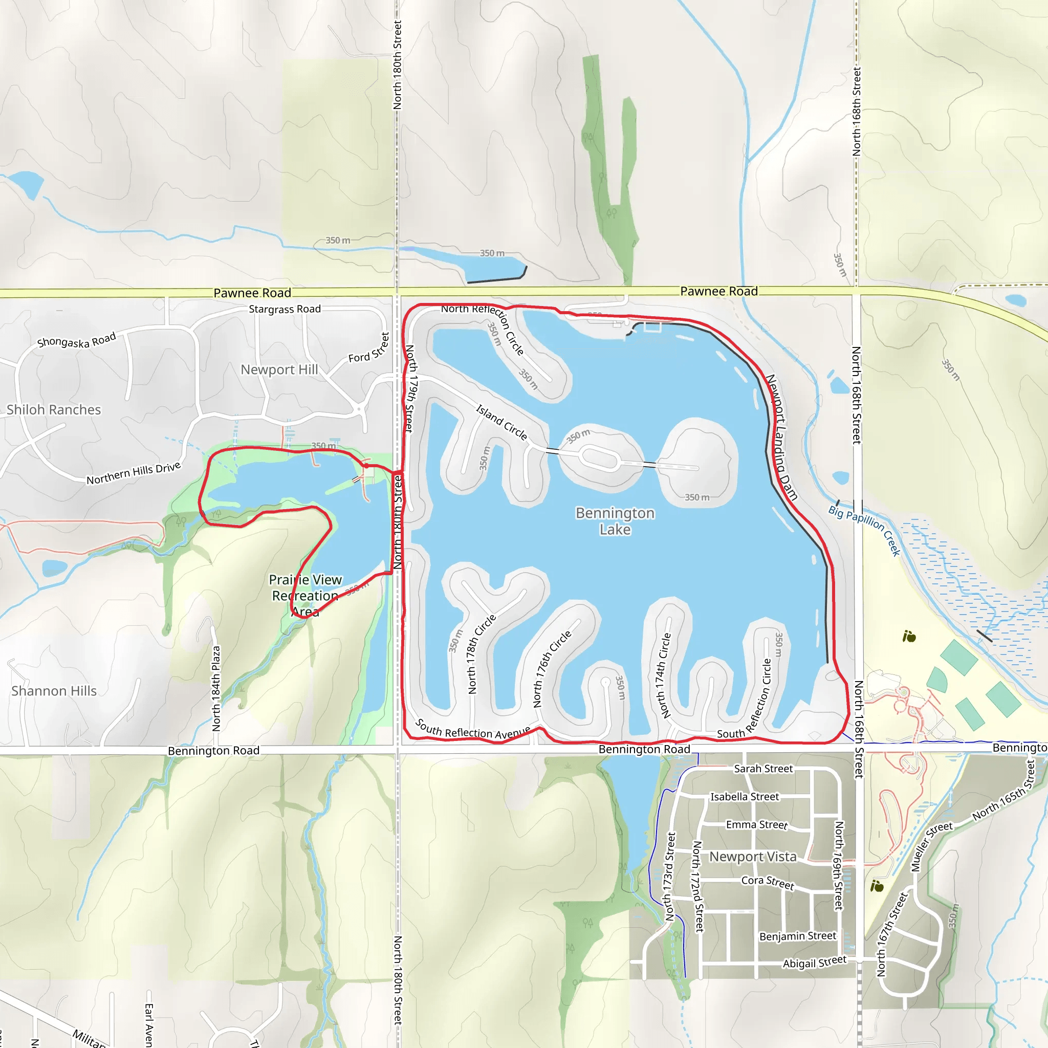 Prairie View Lake and Bennington Lake Loop mobile static map