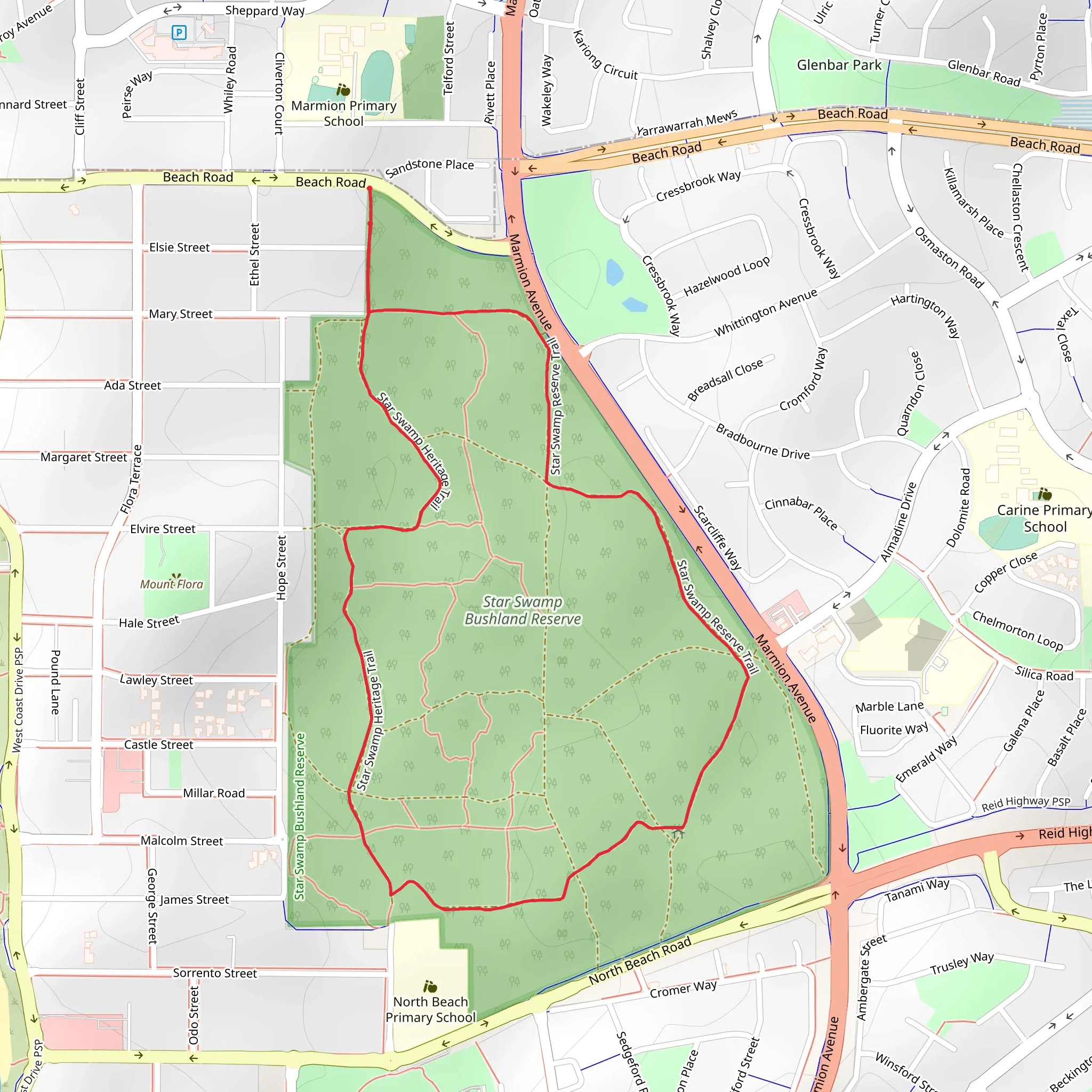 Star Swamp Bushland Reserve mobile static map