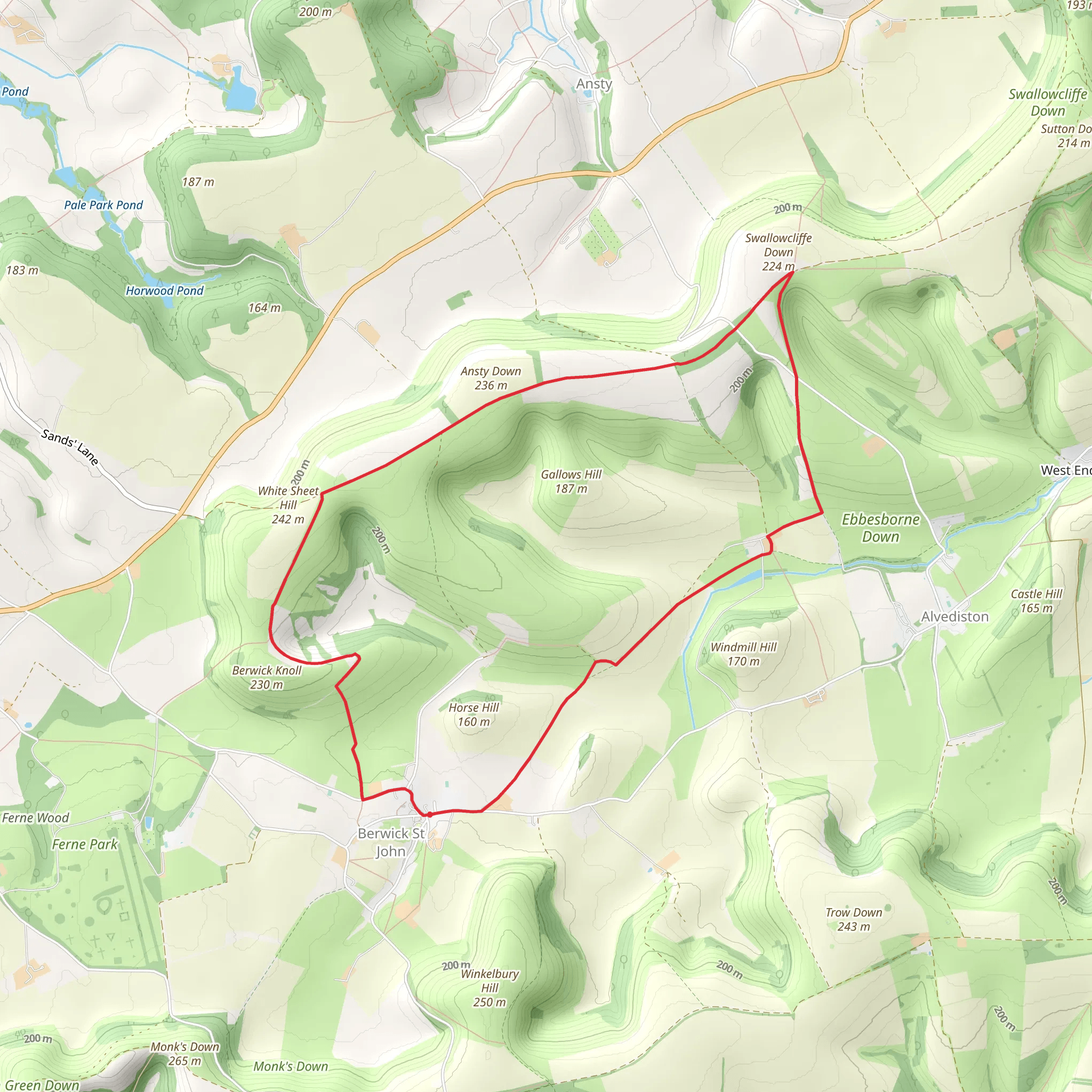 Swallowcliffe Down and White Sheet Hill Loop mobile static map