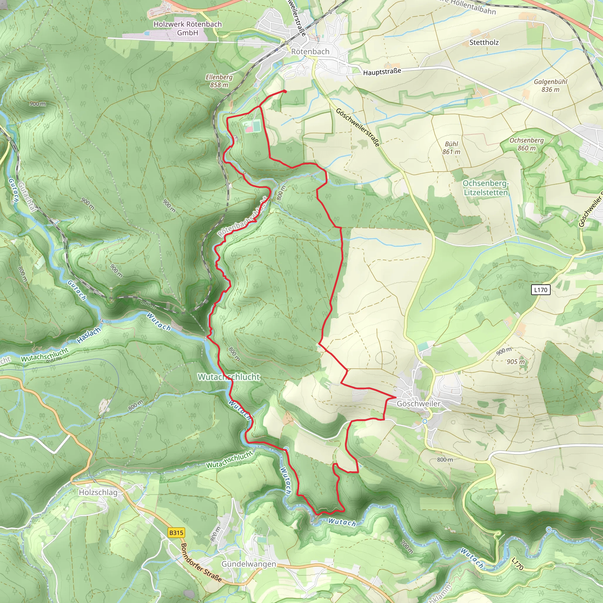 Rötenbachschluch and Räuberschlössle Loop mobile static map