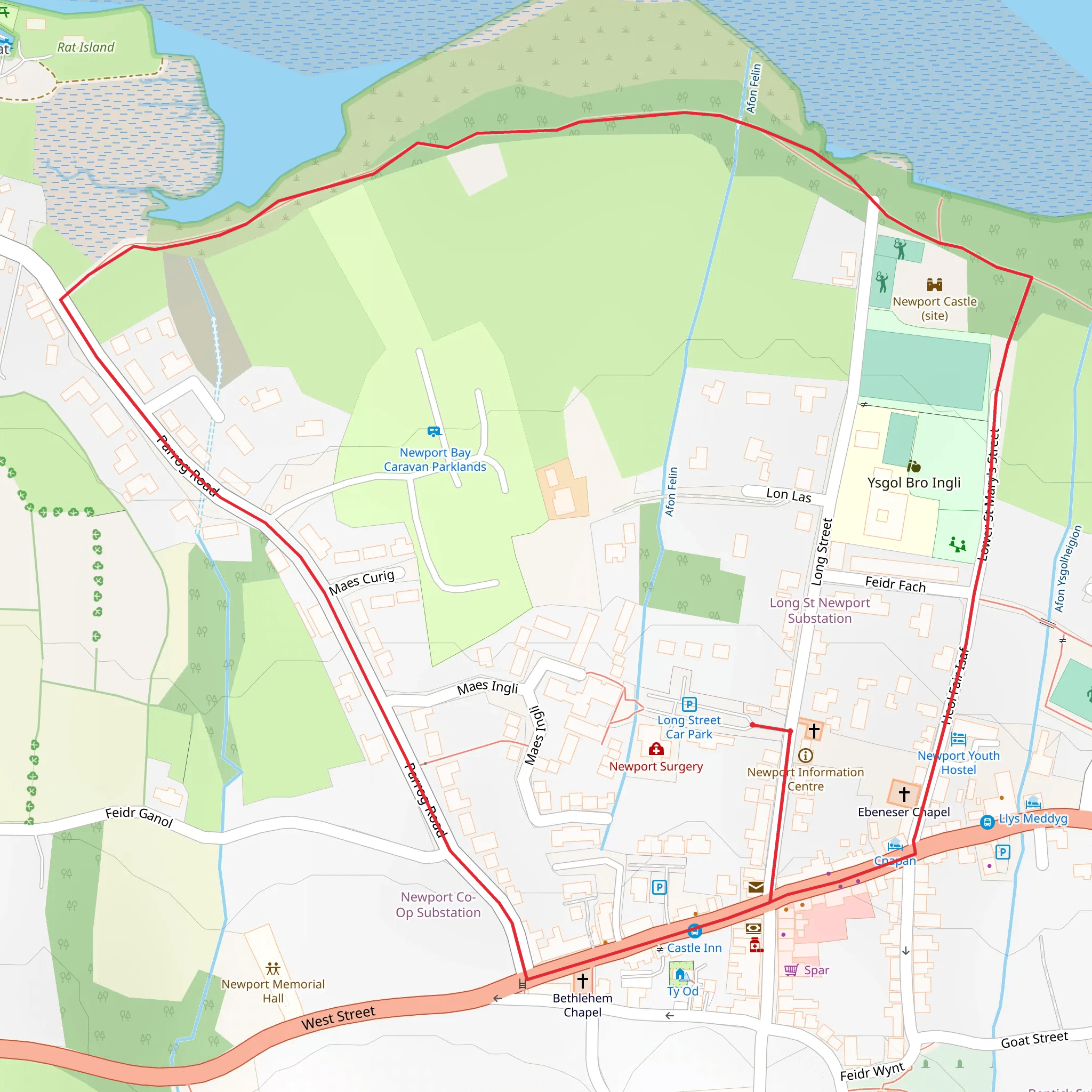 Newport Town and Estuary mobile static map