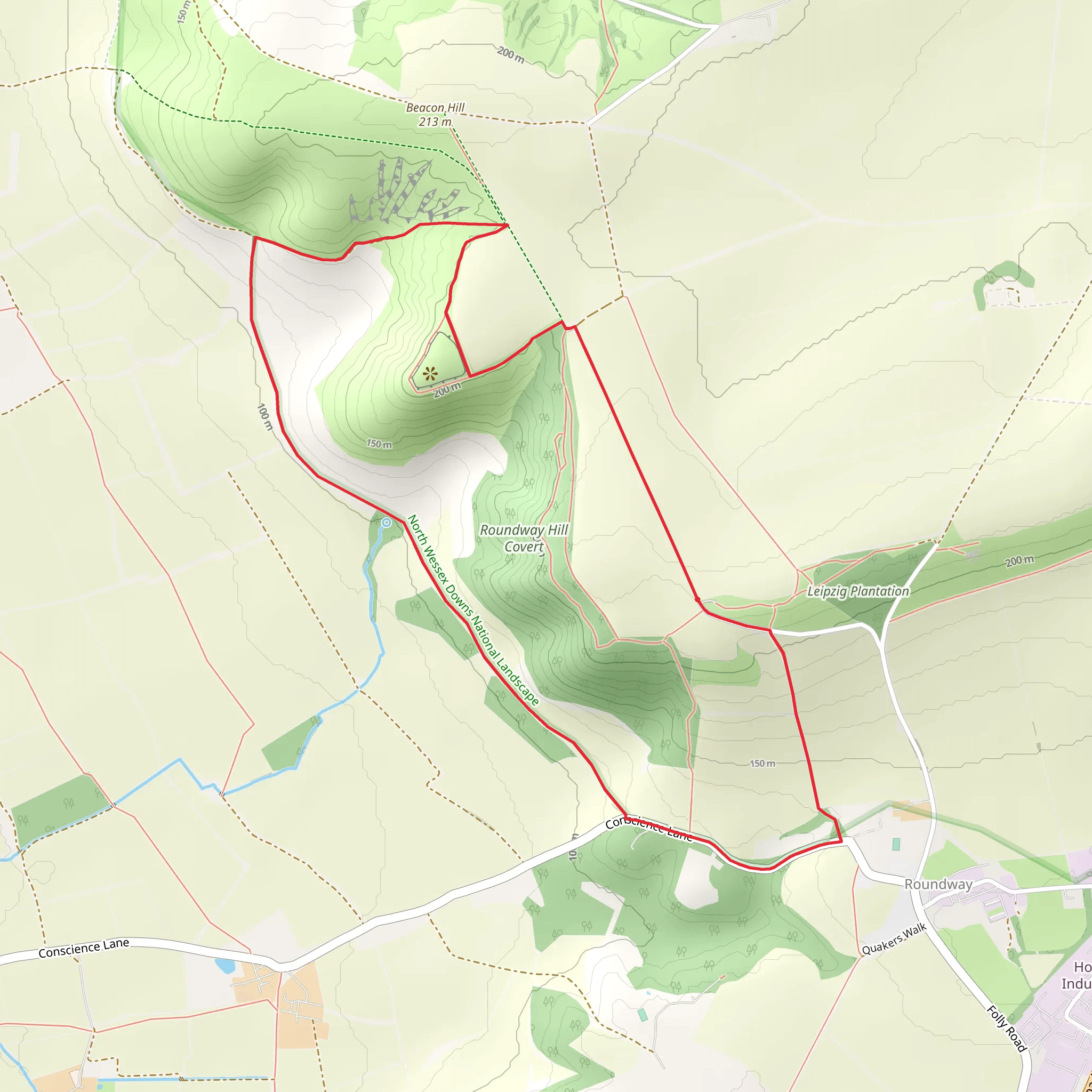 Roundway Hill Loop mobile static map