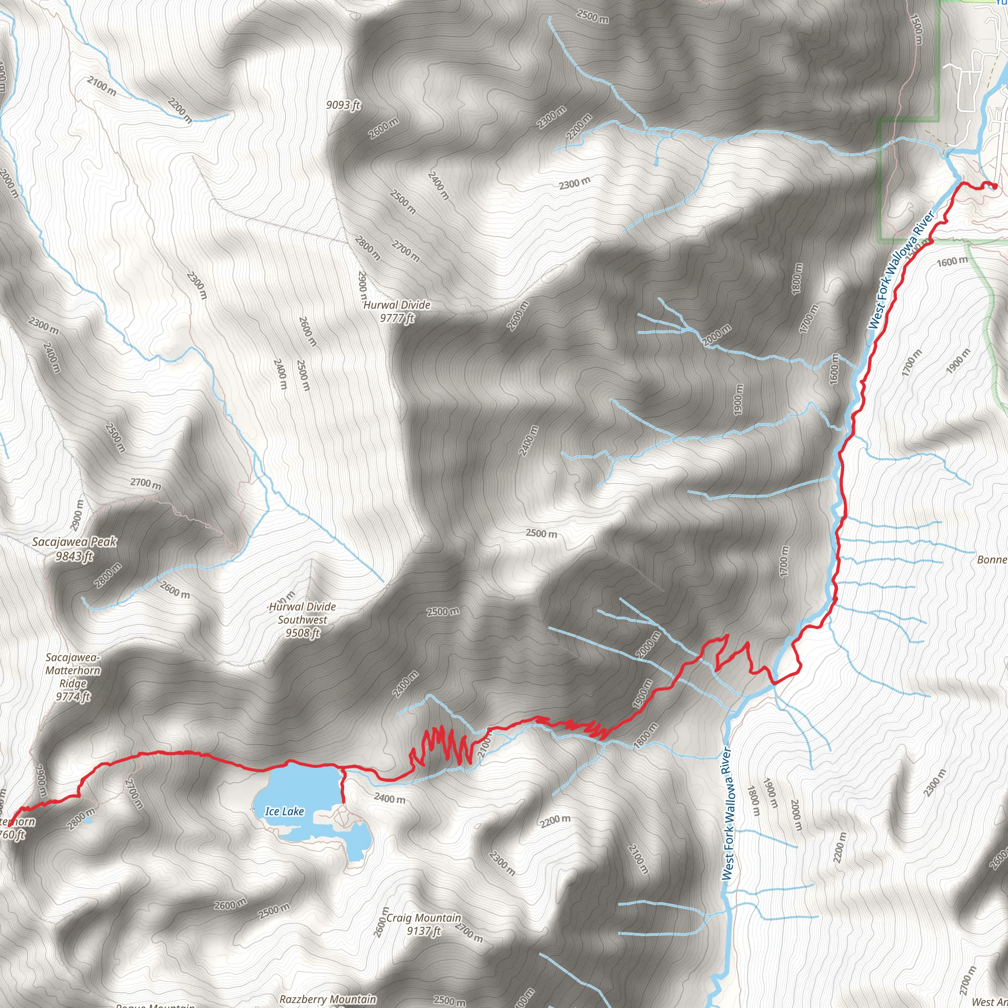 Ice Lake and Matterhorn via West Fork Wallowa Trail and Ice Lake Trail mobile static map