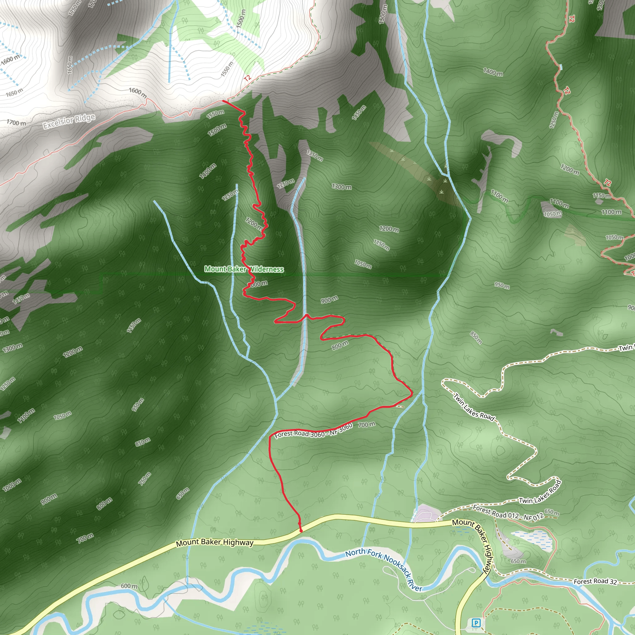 Welcome Pass via High Divide Trail mobile static map