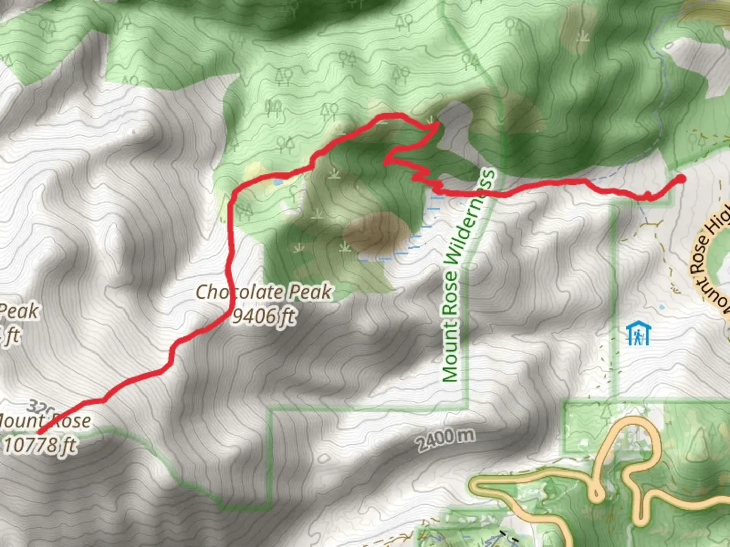 An image depicting the trail Mount Rose via Jones-Whites Creek and its surrounding area.