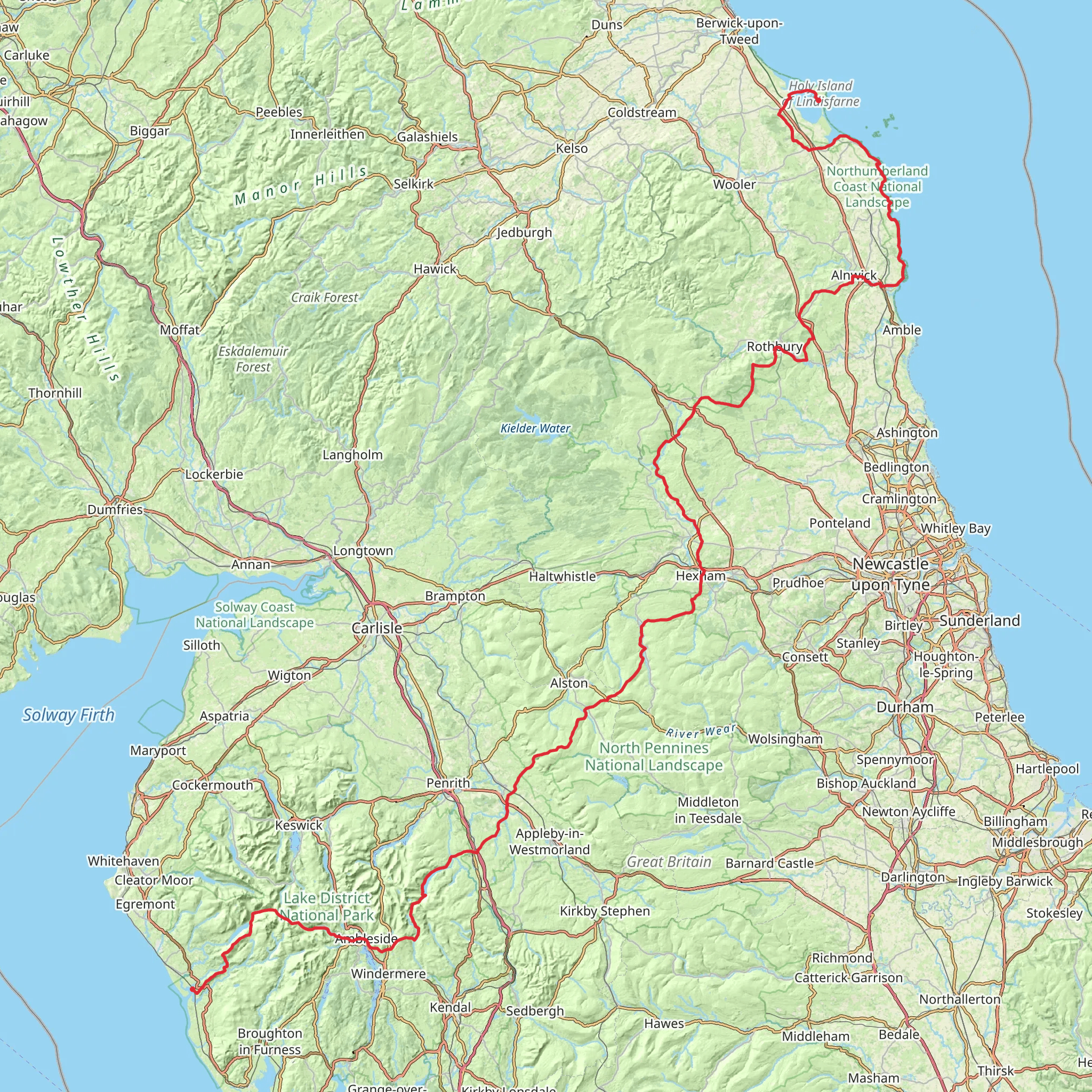 Ravenglass to Holy Island Walk mobile static map