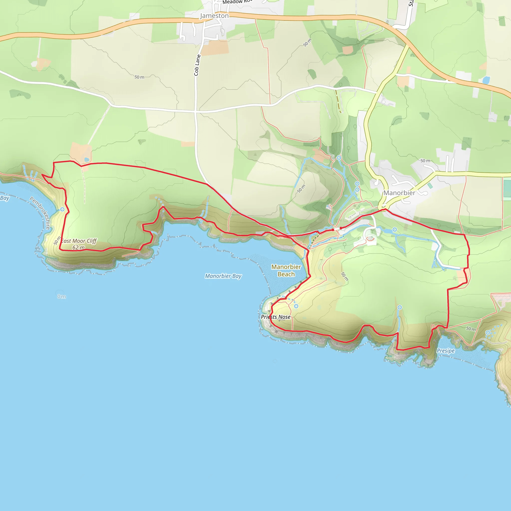Swanlake Bay from Manorbier mobile static map