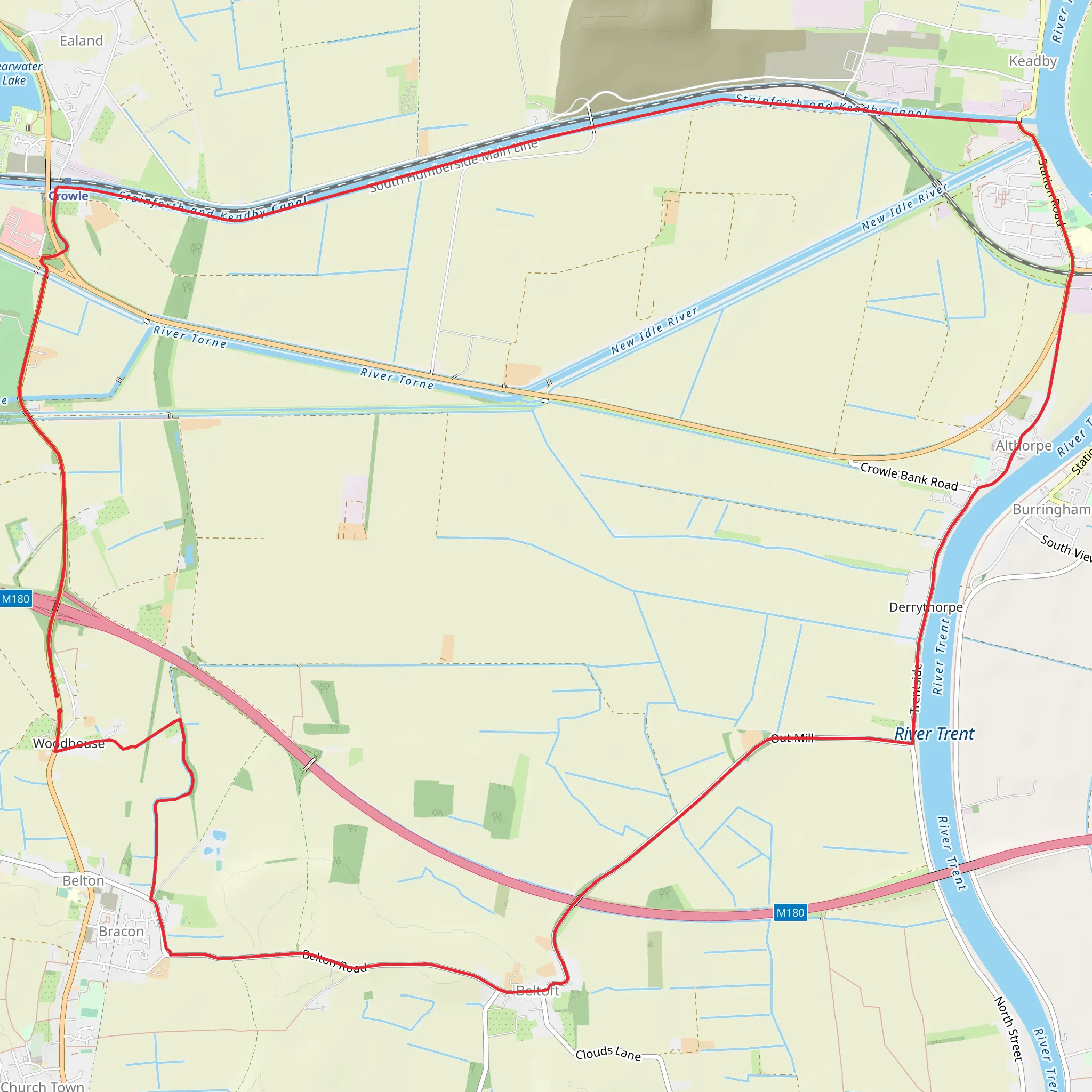 Bracon to Crowle and Althorpe Loop mobile static map