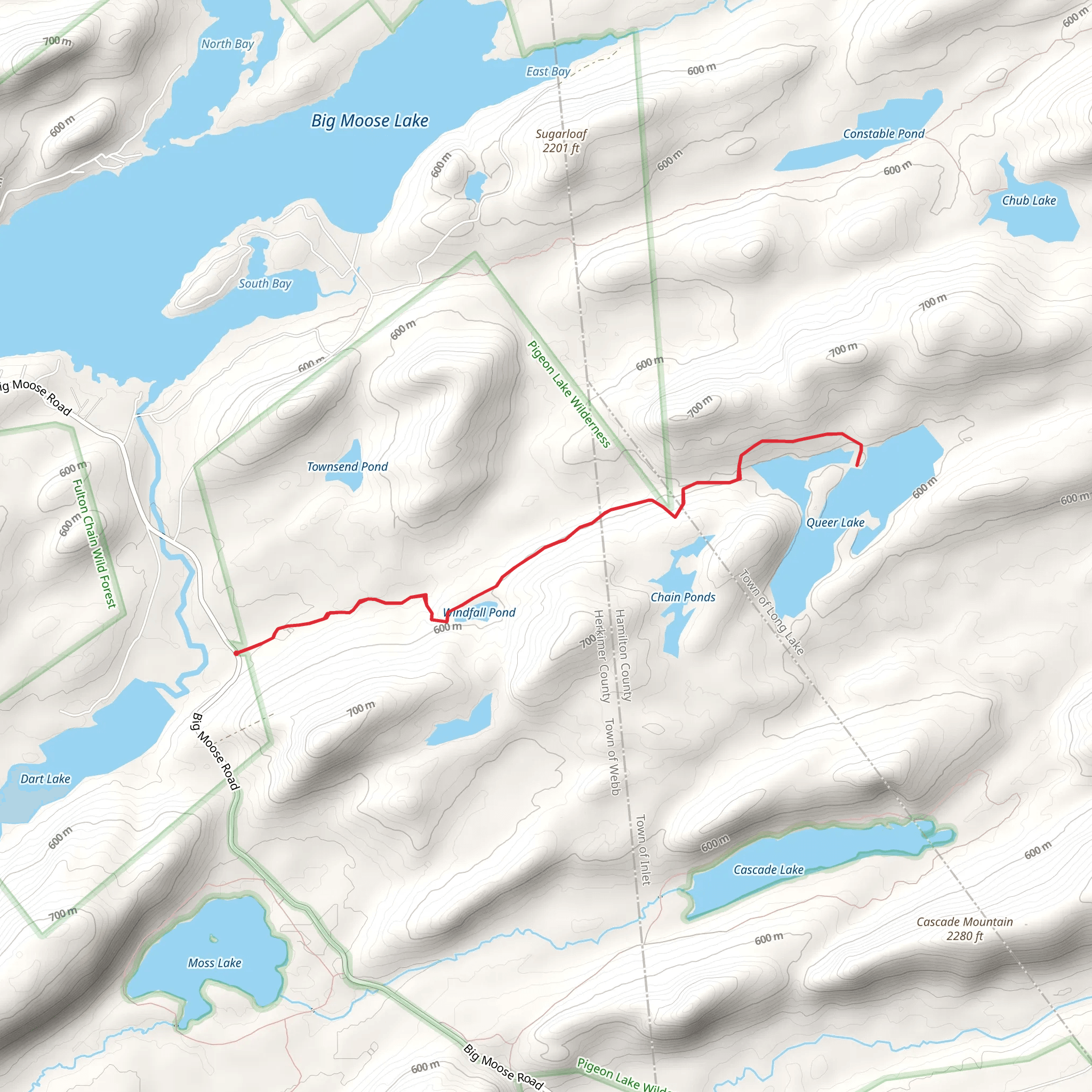 Windfall Pond Trail via Big Moose Road mobile static map