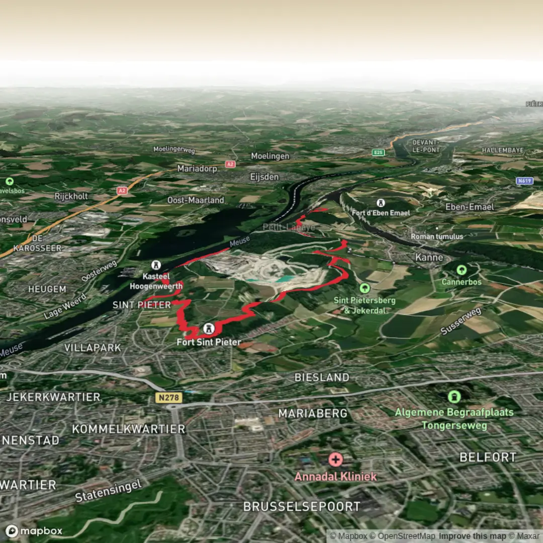 An image depicting the trail Encibos, Plateau Van Caestert and De Torentjes Loop and its surrounding area.