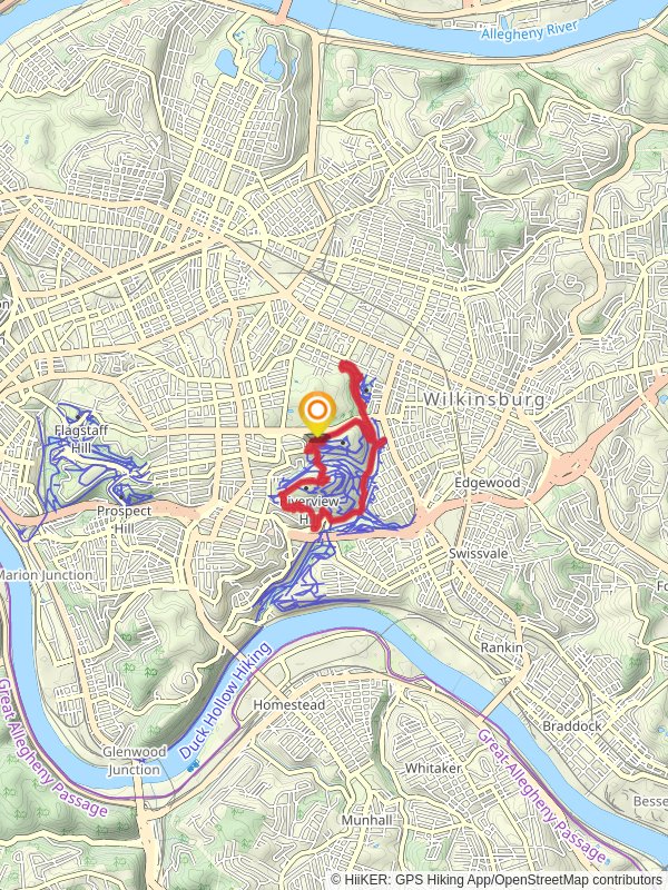 Frick Park Hiking Loop Trail mobile static map