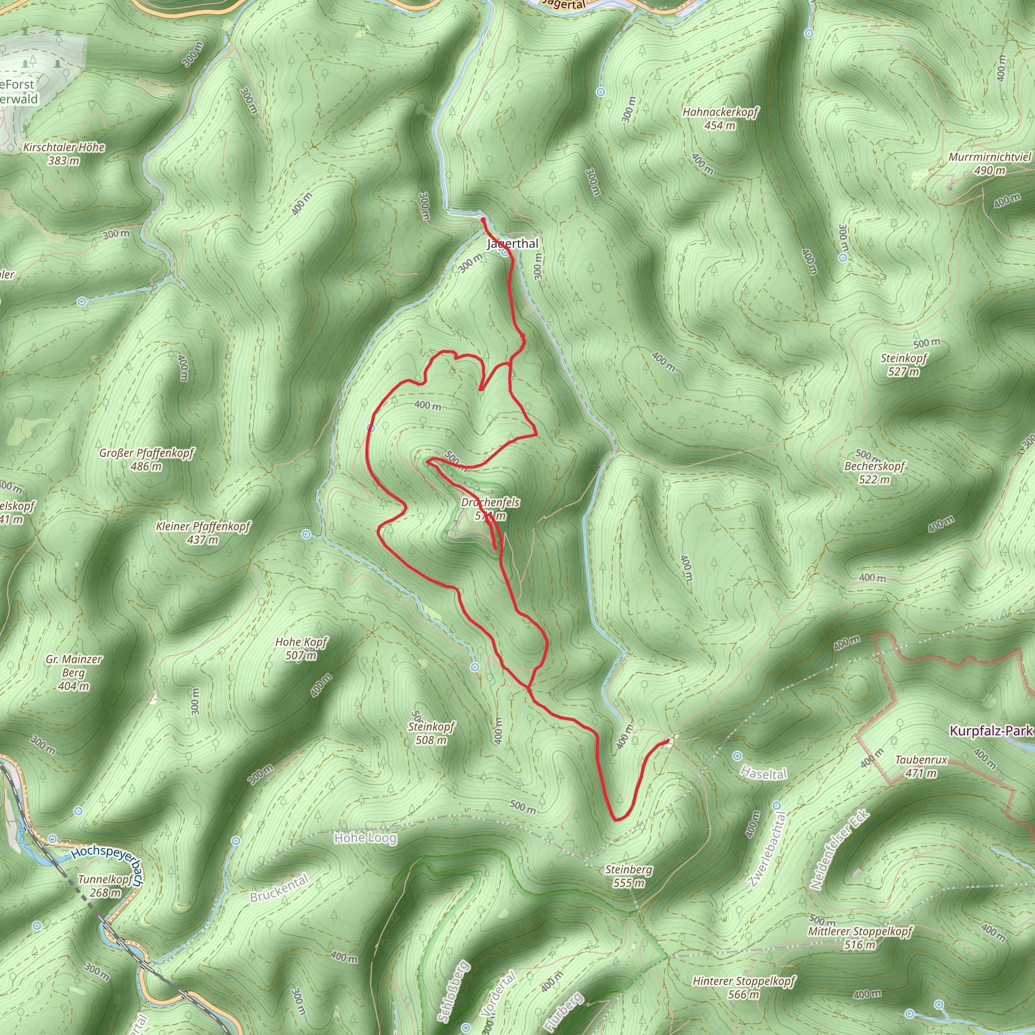 Drachenfels and Durchbuckhoehle Loop mobile static map