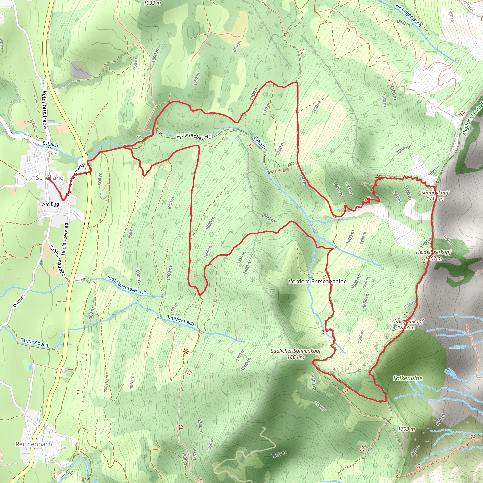 Sonnenkopf, Heidelbeerkopf and Schnippenkopf Loop mobile static map
