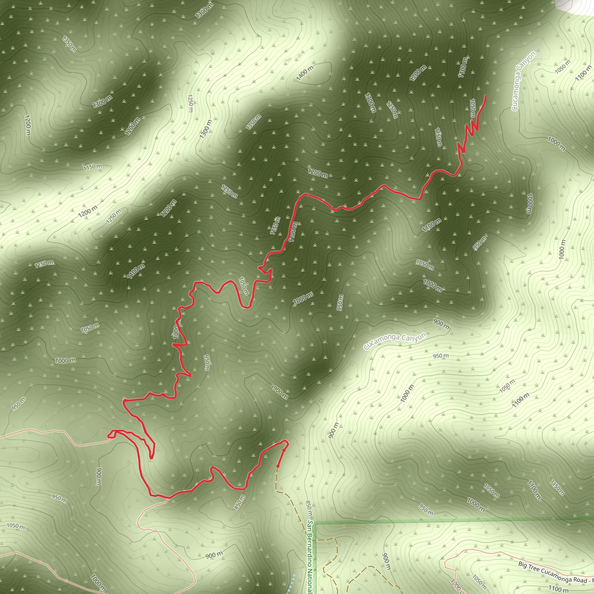 Cucamonga Canyon Trail mobile static map