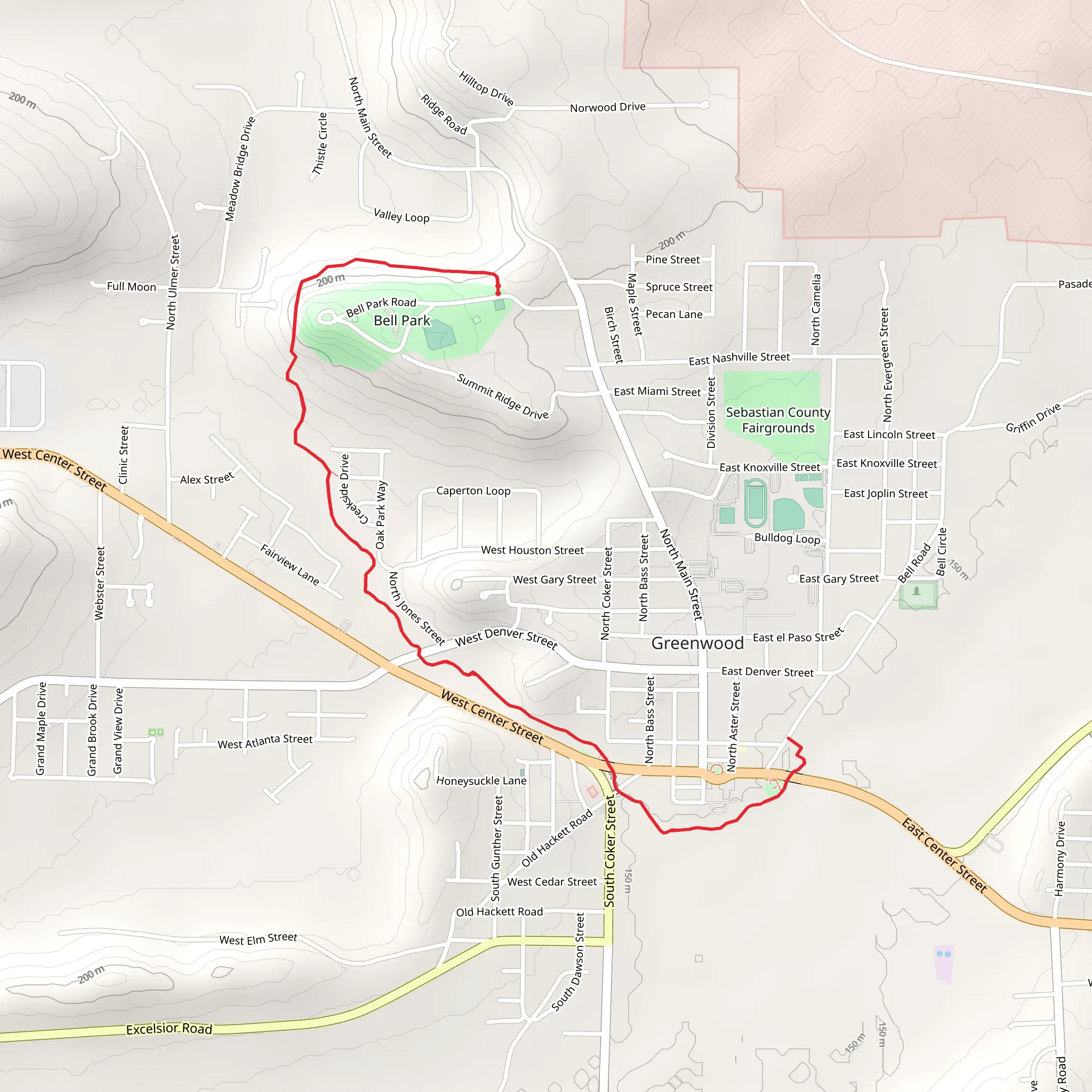 Bell Park Trail mobile static map