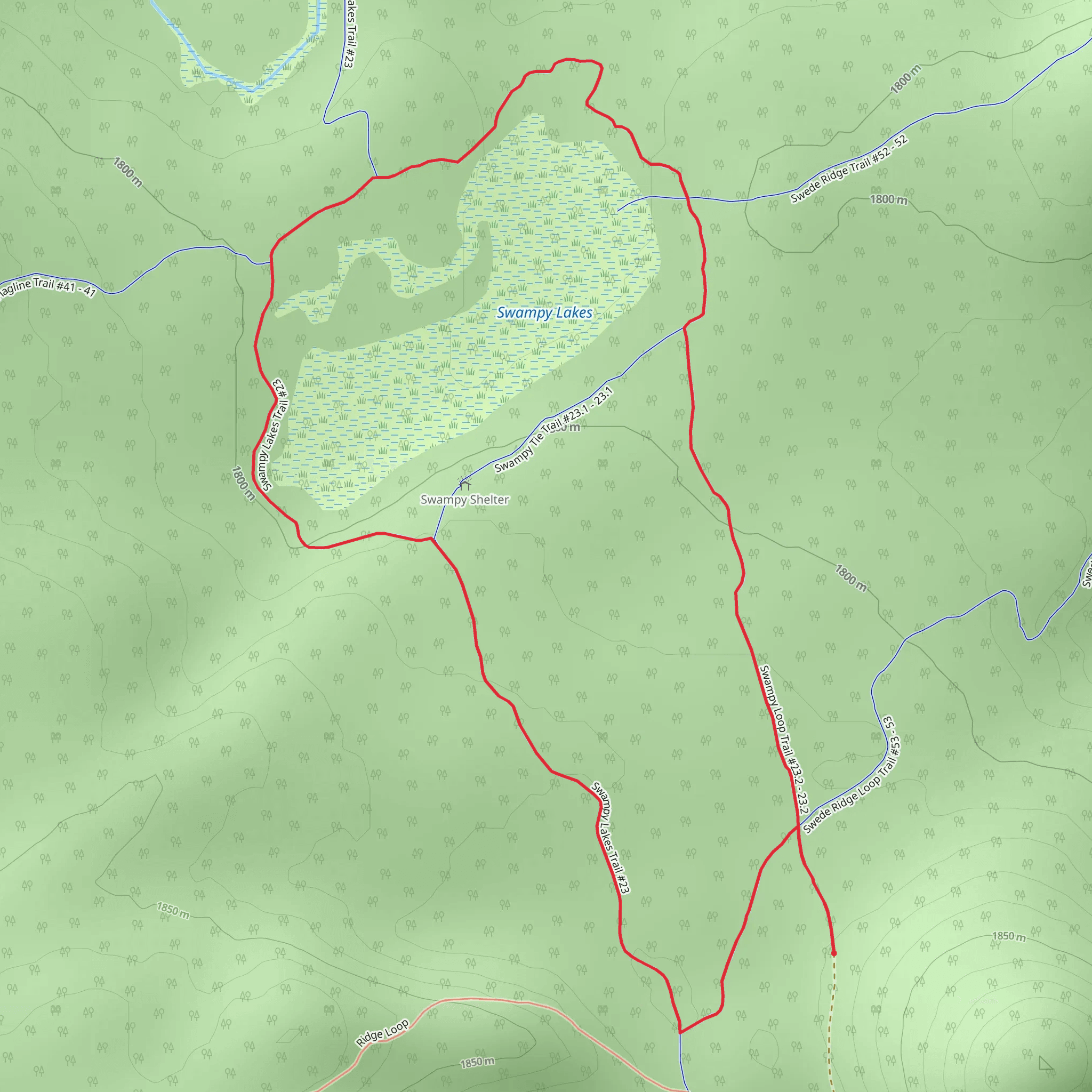 Swampy Loop Trail mobile static map