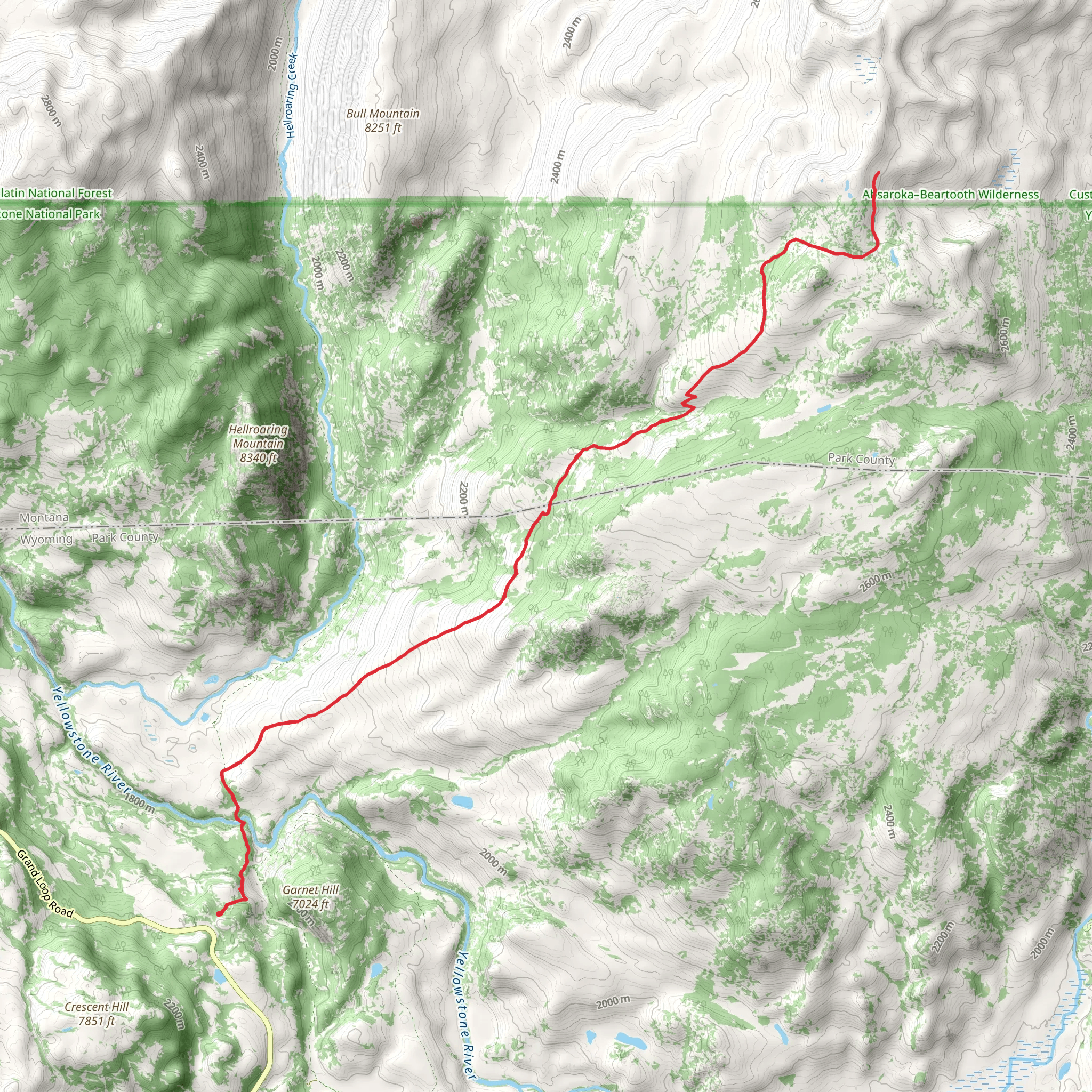Buffalo Plateau via Hellroaring Creek Trail mobile static map